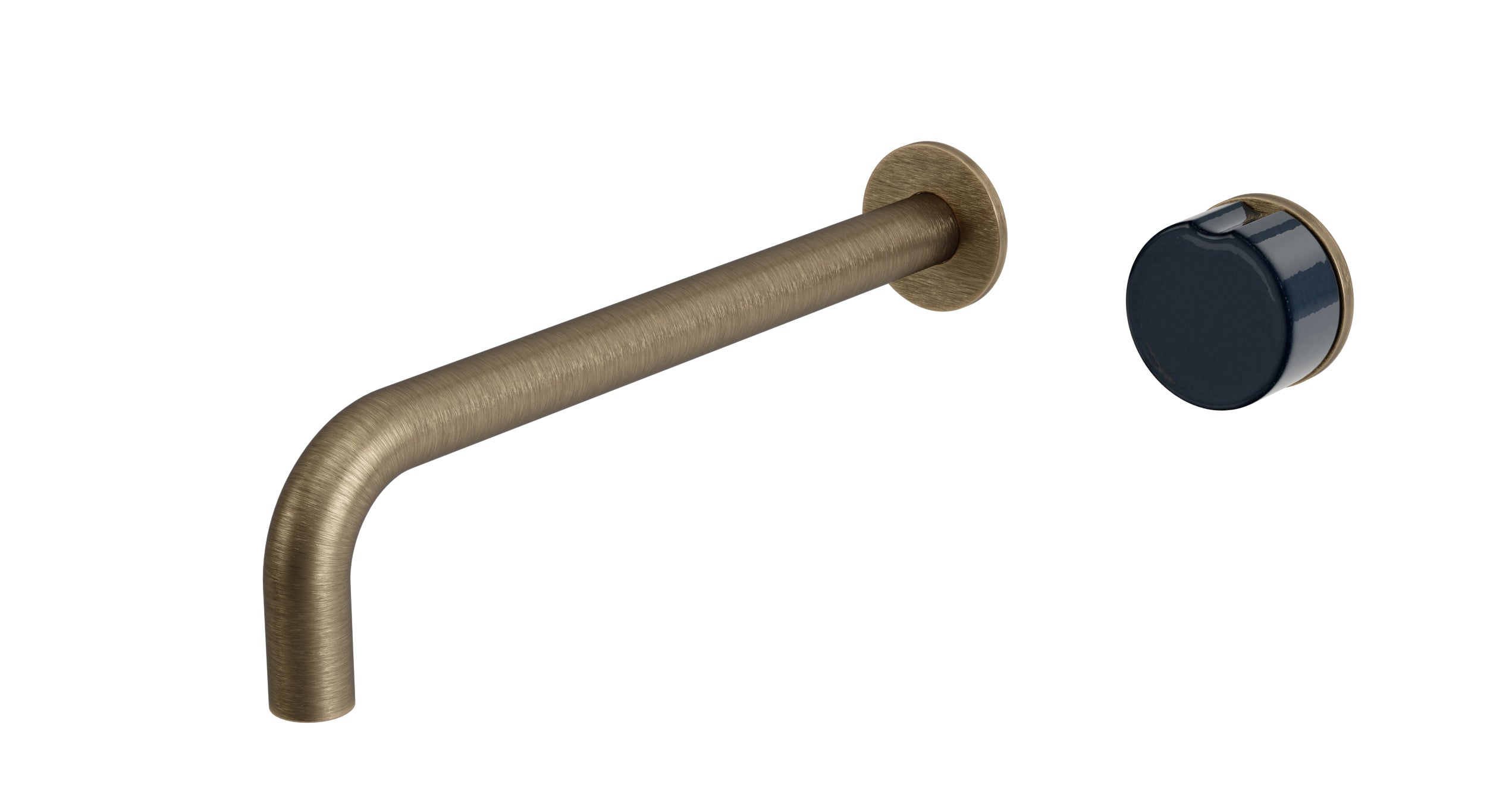Foundry One Handle Wall Mount 10" Lavatory Faucet with Groove Ceramic Knob Handle in Antique Brass