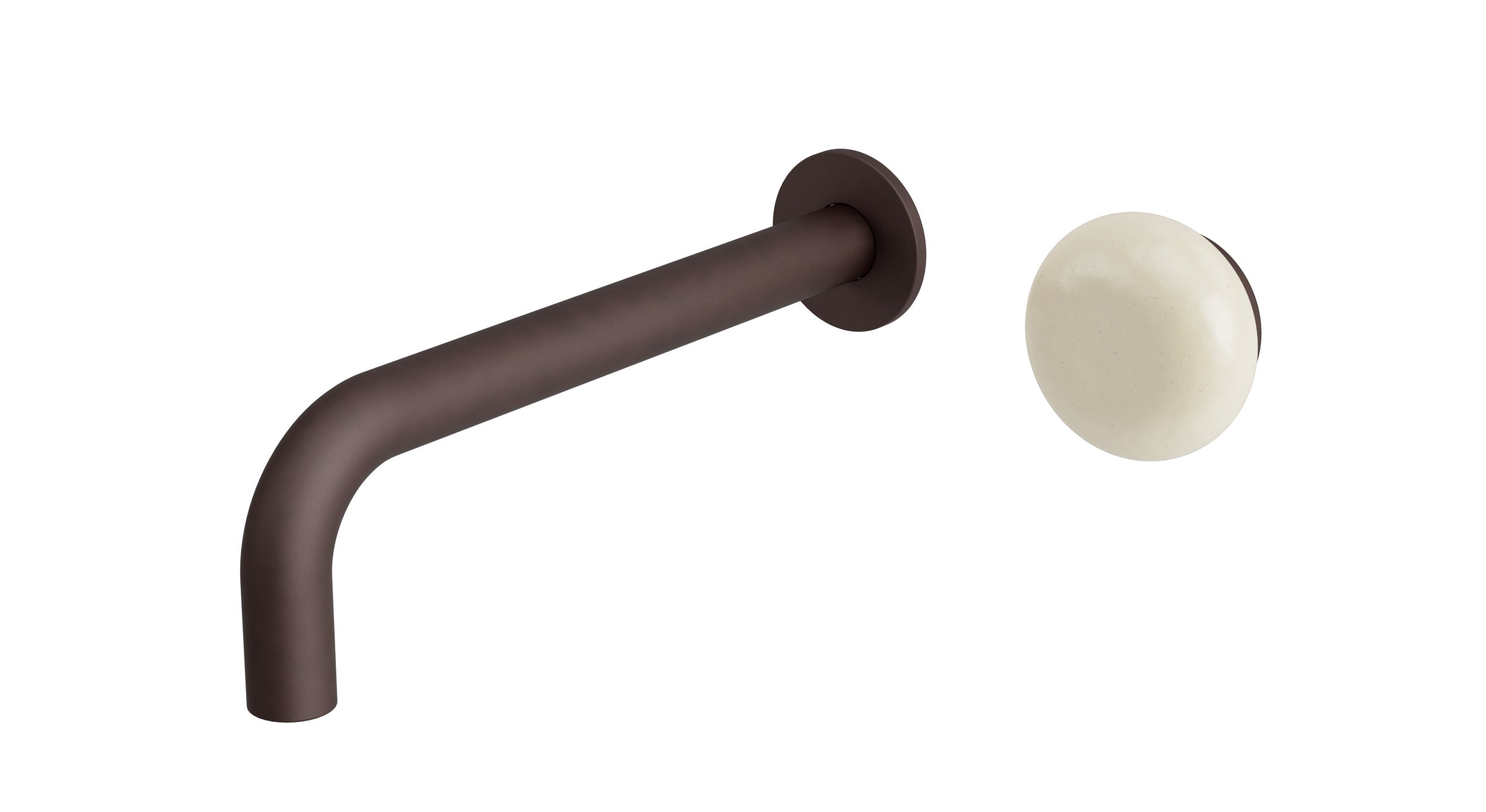 Foundry One Handle Wall Mount 7.5" Lavatory Faucet with Pebble Ceramic Knob Handle in Architectural Copper