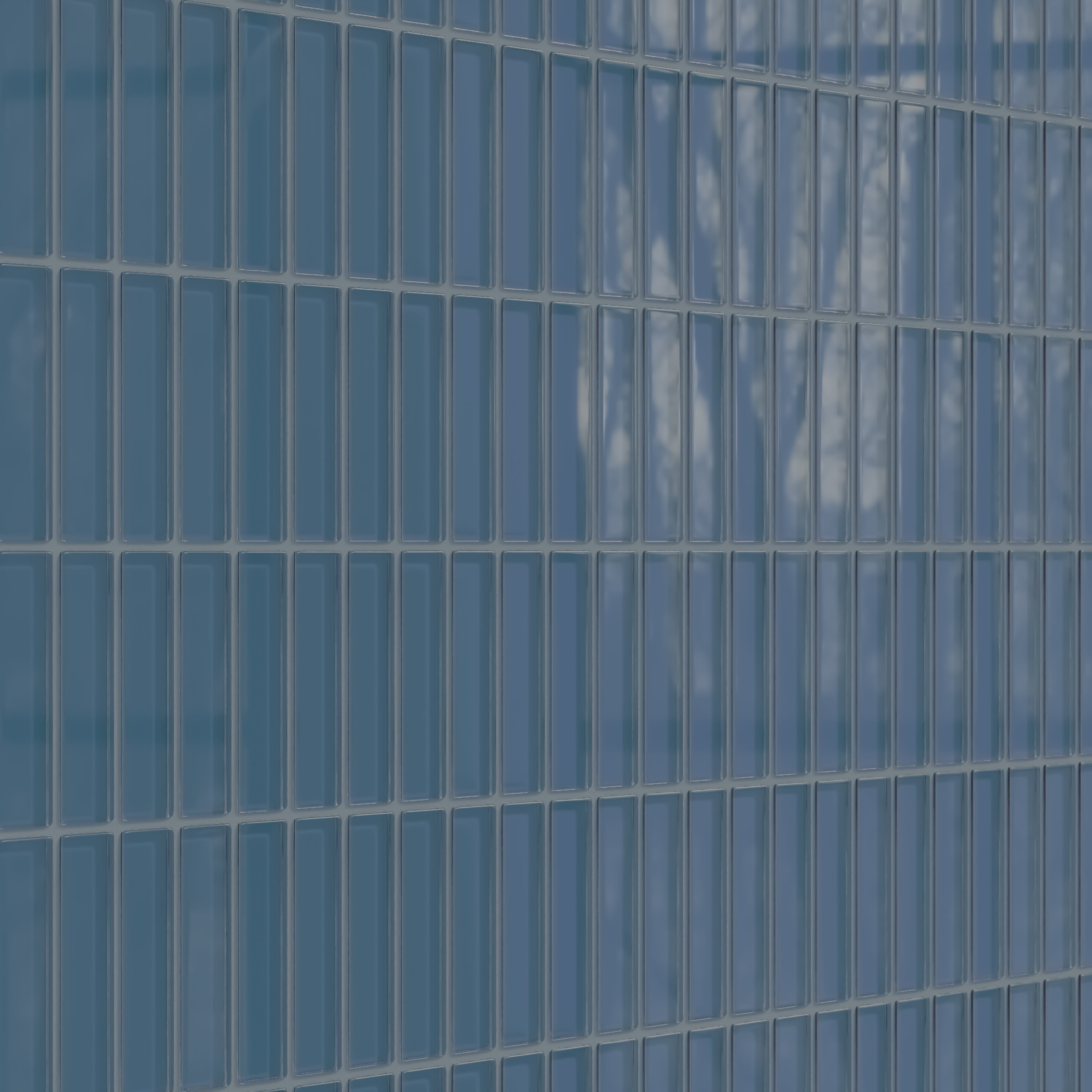 1x4 Straight Set Sheeted Glass Mosaic Tile in Blue Jay Gloss