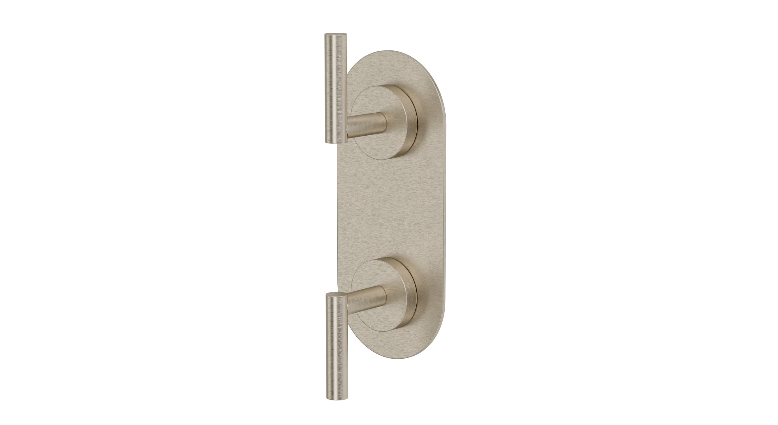 Contour Two Handle Wall Mount Shower Trim with Soft Lever Handles in Satin Nickel