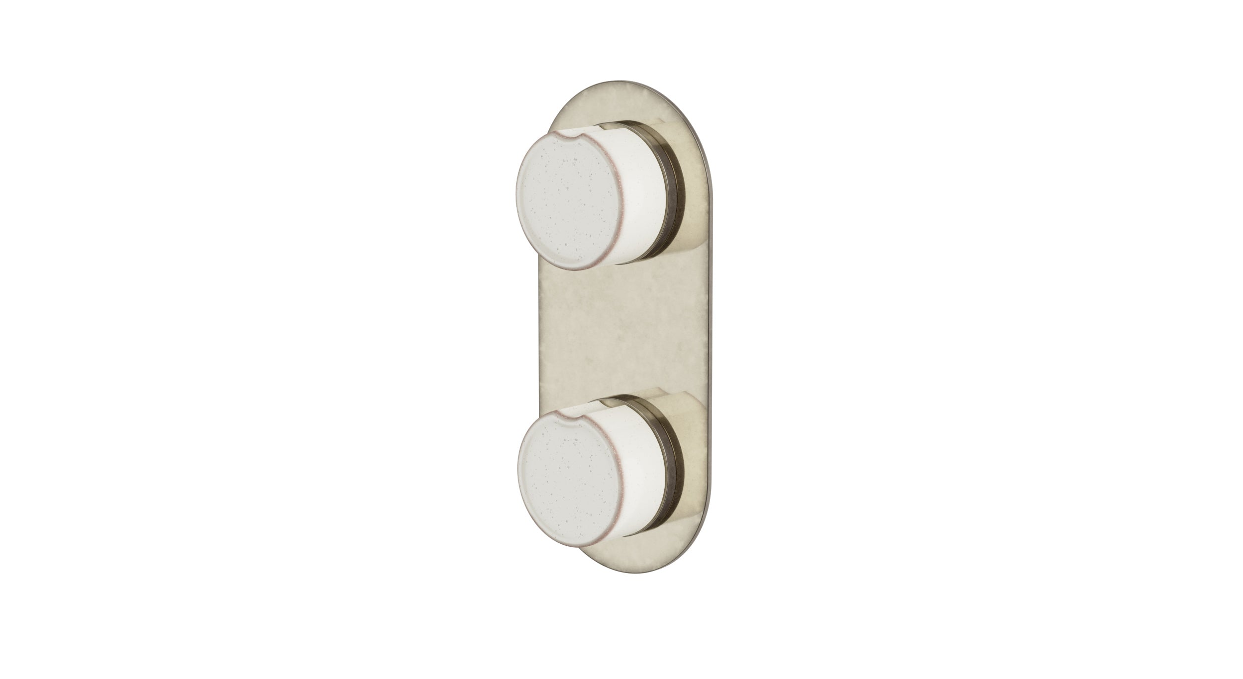Foundry Two Handle Wall Mount Shower Trim with Groove Ceramic Knob Handles in French Nickel
