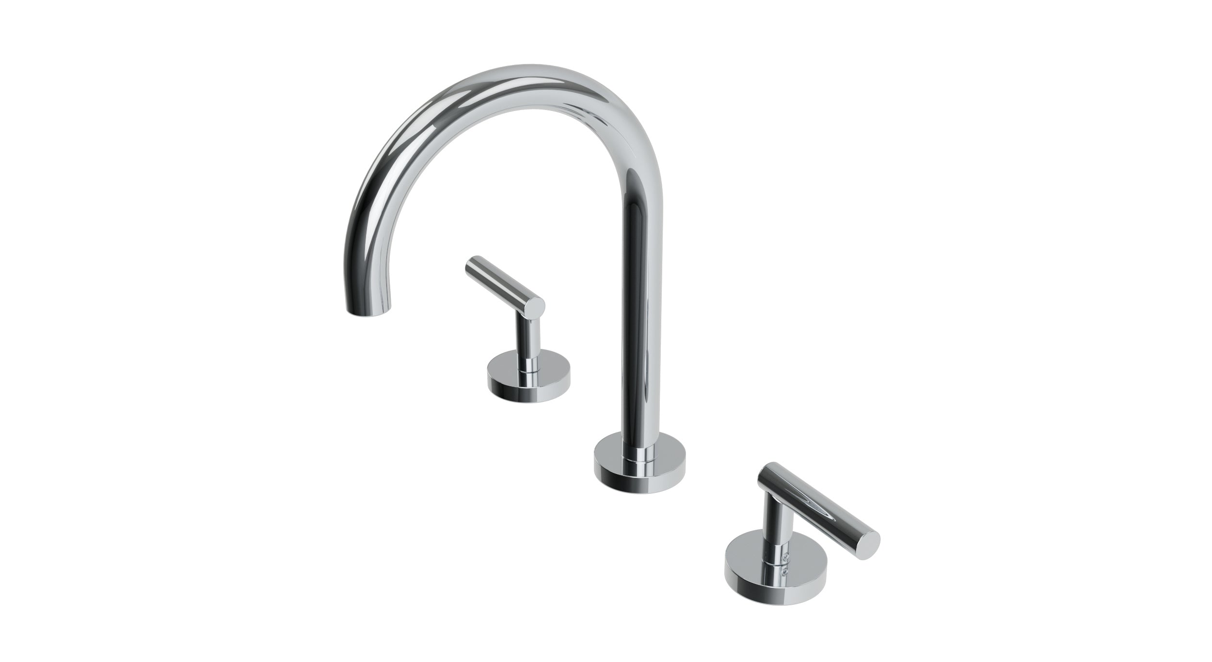 Contour Two Handle Deck Mount Gooseneck Lavatory Faucet with Soft Lever Handles