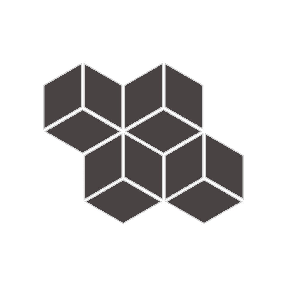 Small Diamond Sheeted - Escher Original Ceramic Mosaic Tile in Carbon Gloss