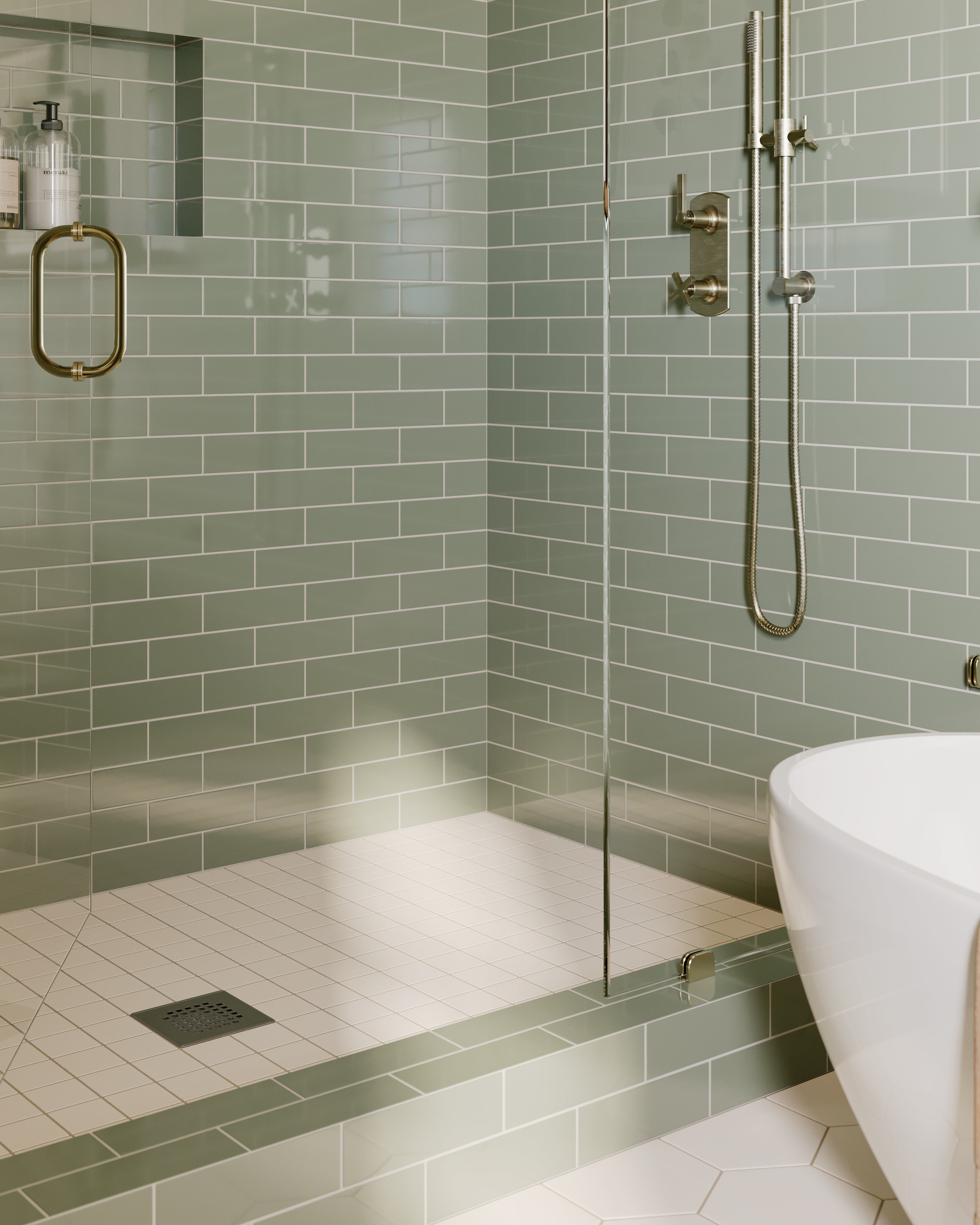 3x3 Straight Set Sheeted Natural Press Ceramic Mosaic Tile in Pearl Matte