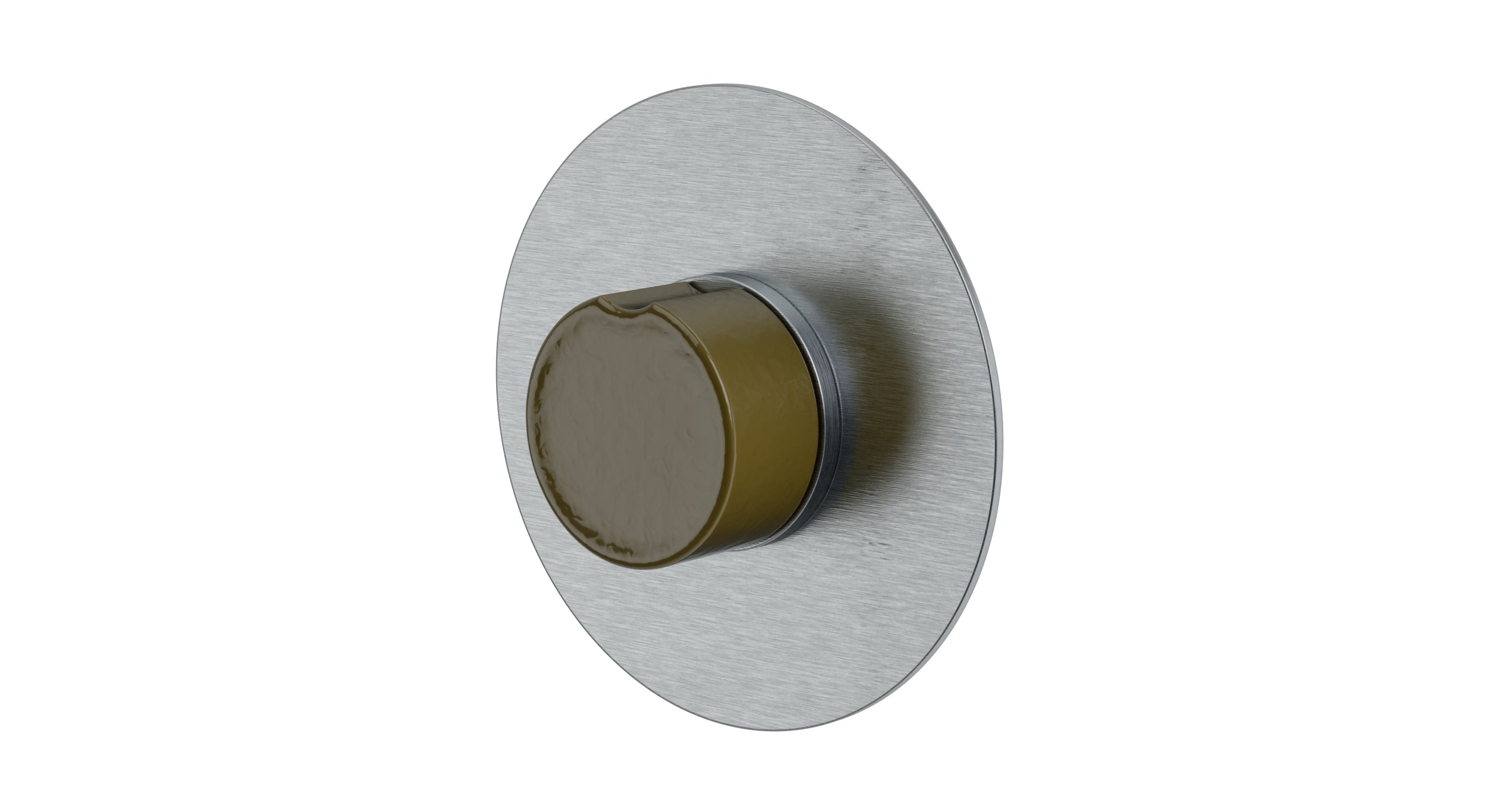 Foundry One Handle Wall Mount Shower Trim with Groove Ceramic Knob Handle in Satin Chrome