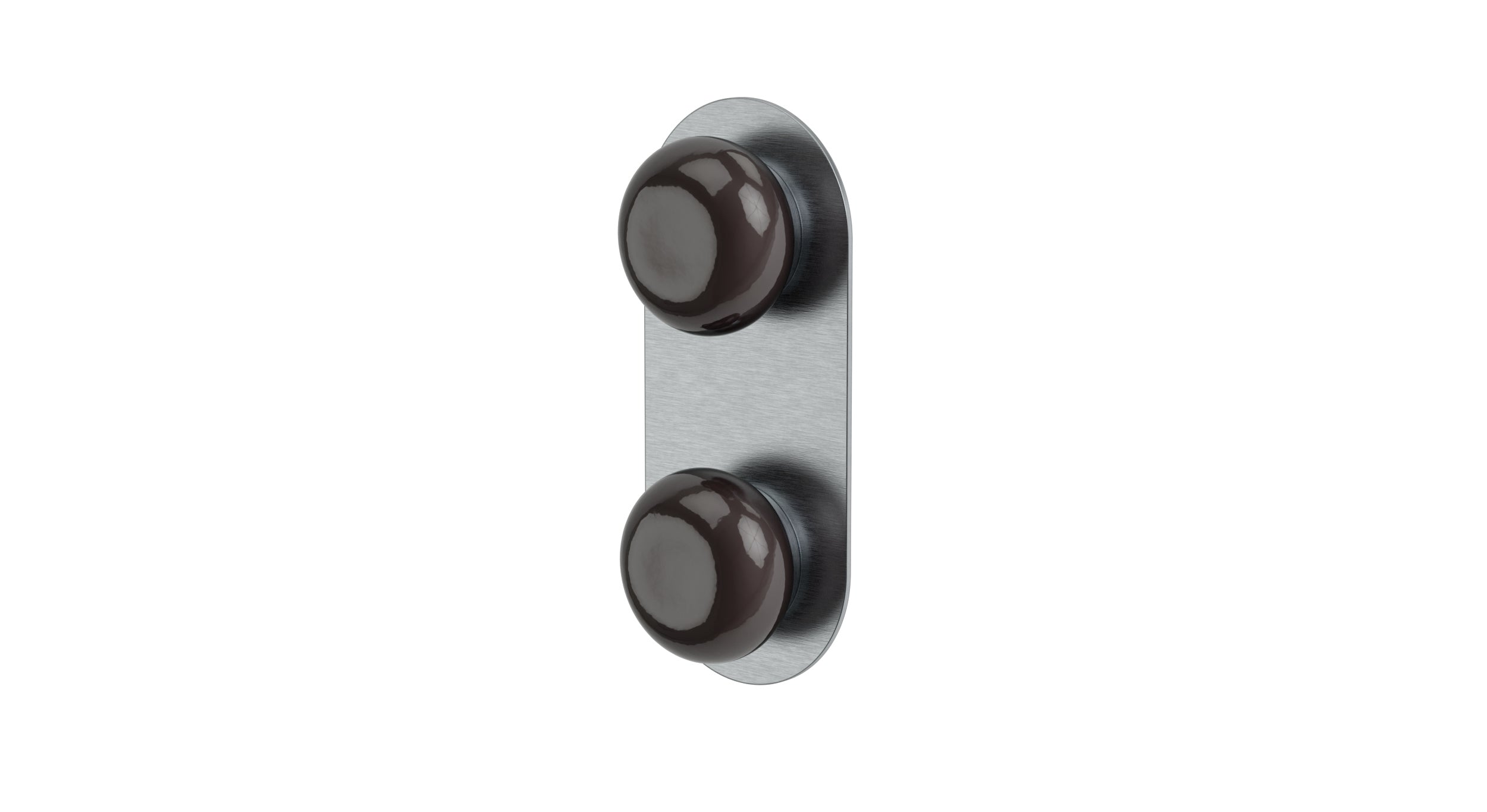 Foundry Two Handle Wall Mount Shower Trim with Pebble Ceramic Knob Handles in Satin Chrome