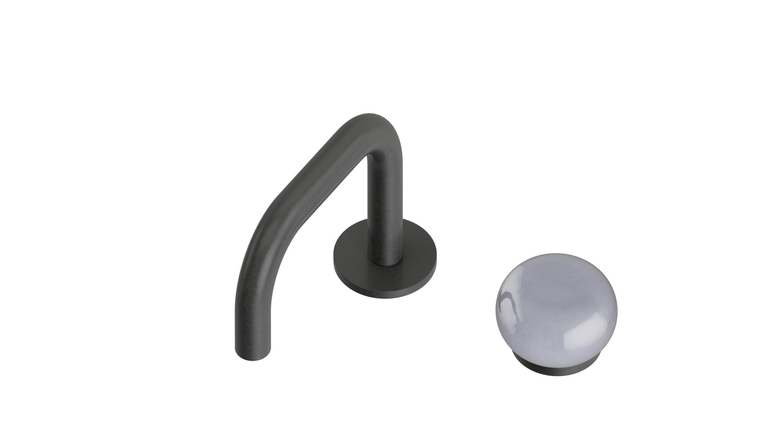 Foundry One Handle Deck Mount Squaretop Lavatory Faucet with Pebble Ceramic Knob Handle in Blackened Nickel