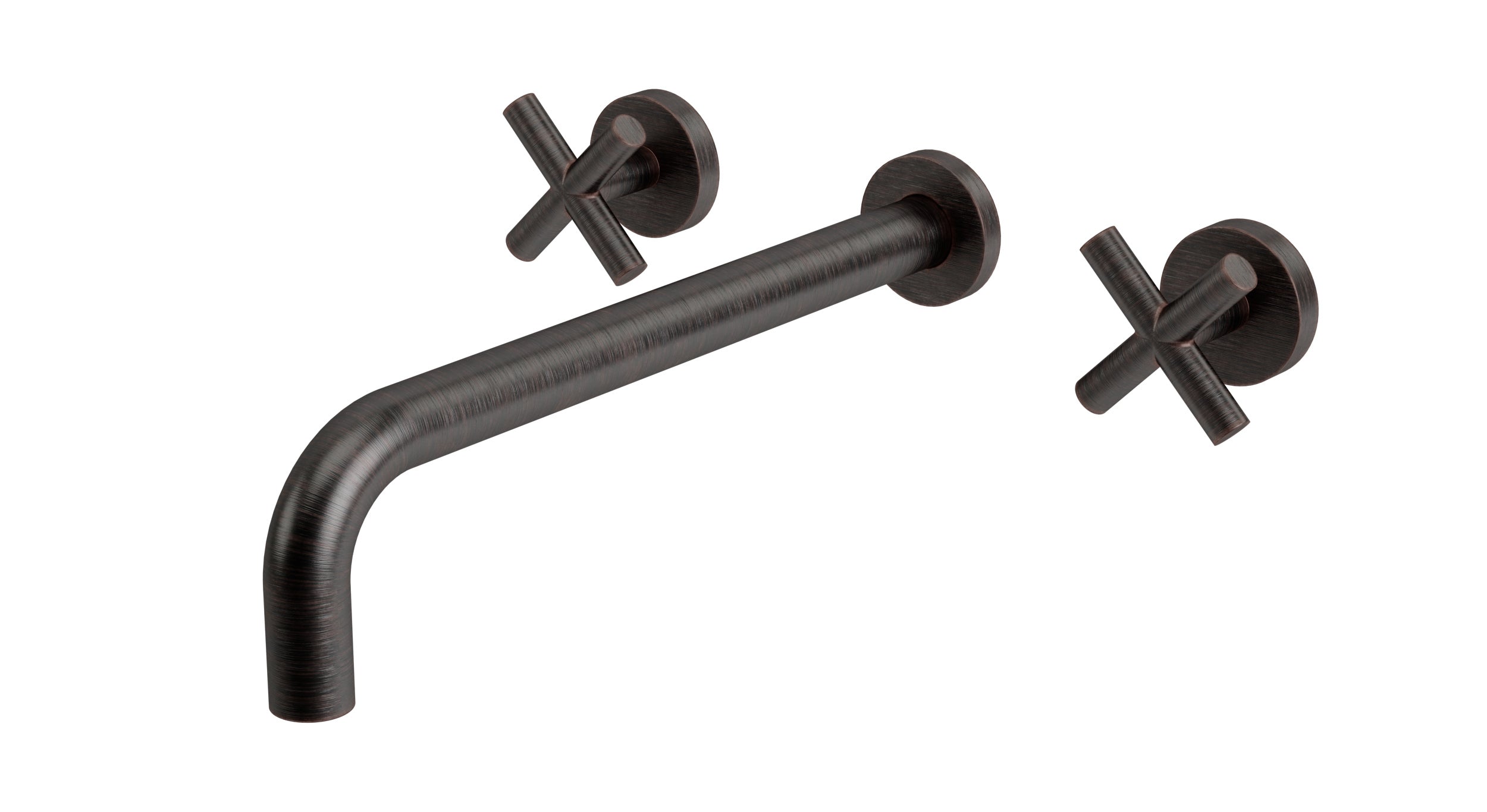Contour Two Handle Wall Mount 12" Lavatory Faucet with Soft Cross Handles in Antique Bronze
