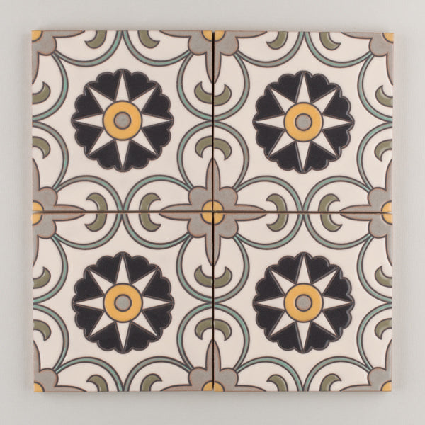 6x6 Handpainted Tile Seville in Neutral Motif