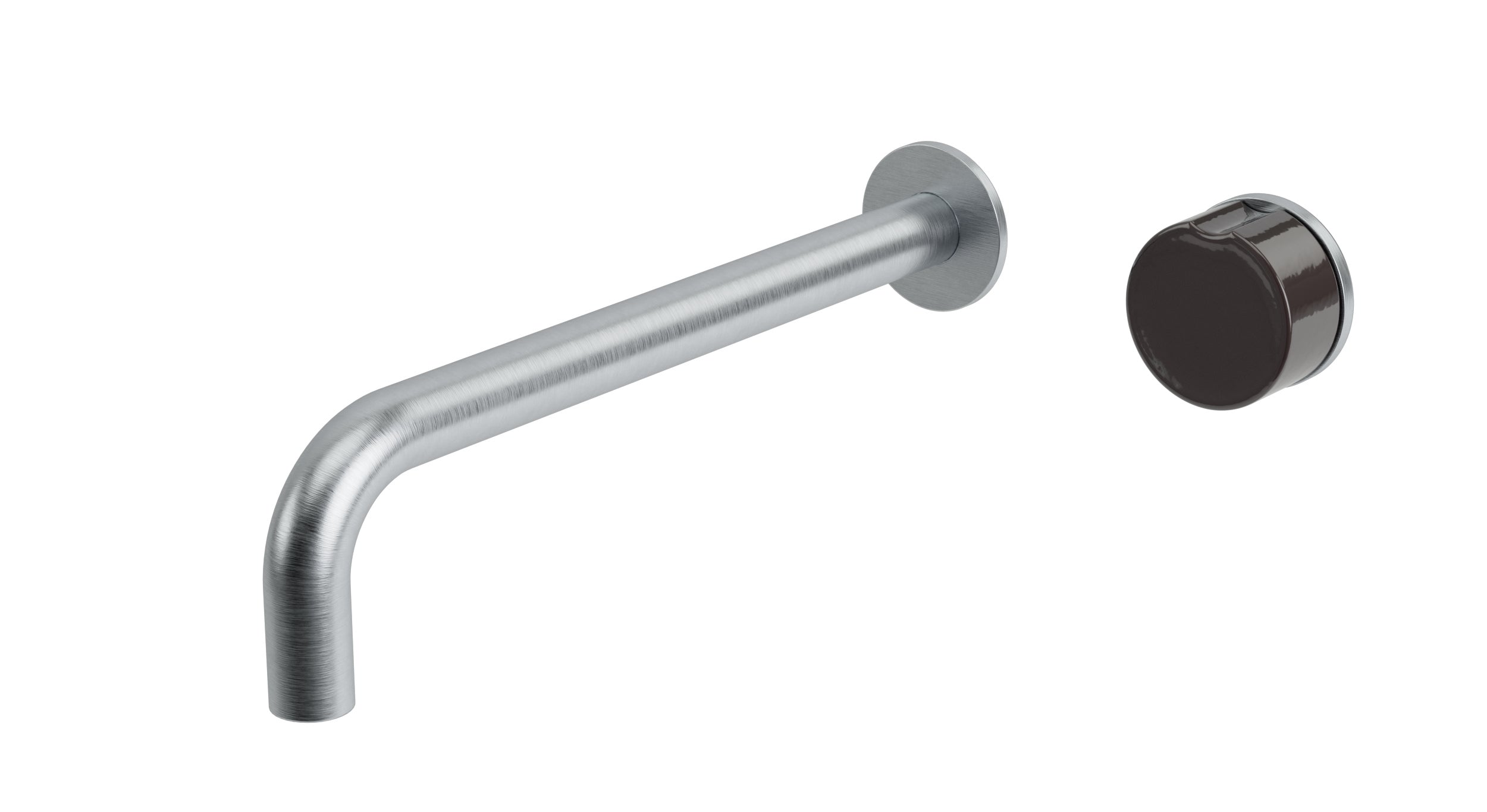 Foundry One Handle Wall Mount 10" Lavatory Faucet with Groove Ceramic Knob Handle in Satin Chrome