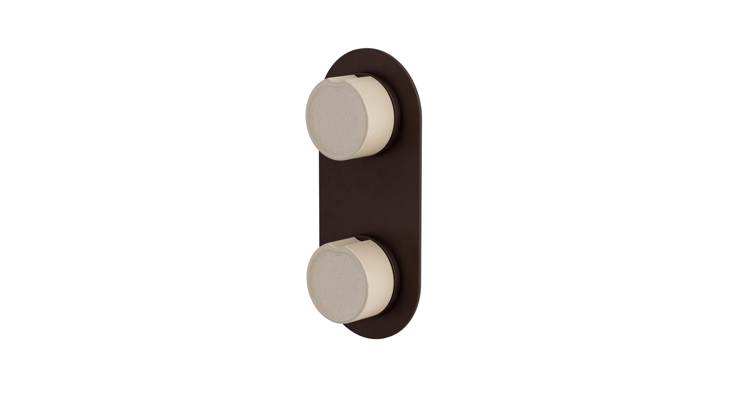 Foundry Two Handle Wall Mount Shower Trim with Groove Ceramic Knob Handles in Architectural Copper