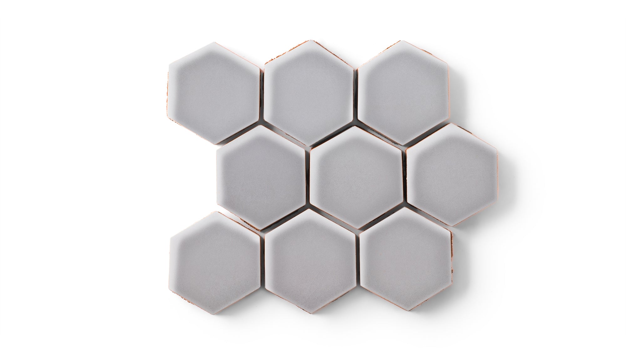 3" Hexagon Sheeted Original Ceramic Mosaic Tile in Dust Storm Gloss