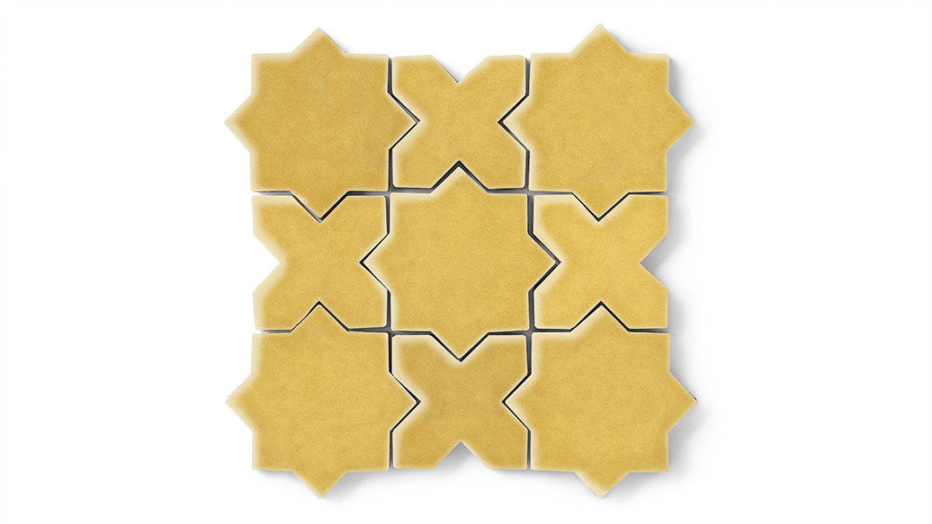 Mini Star & Cross Original Ceramic Tile in Haystack Gloss