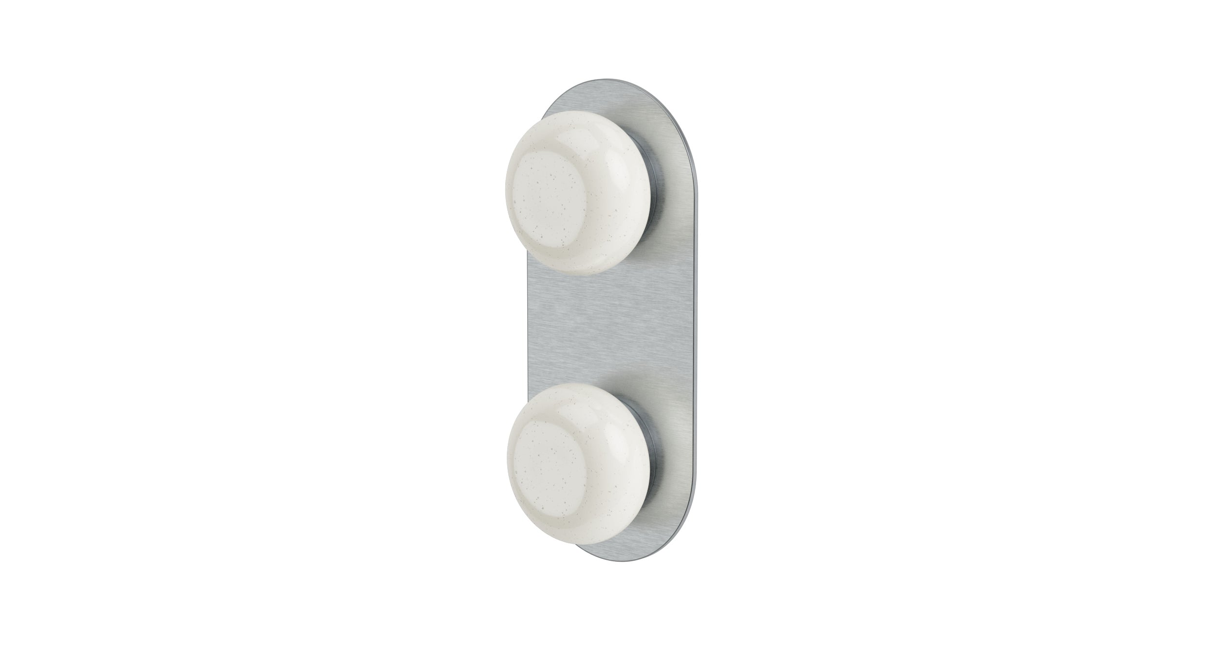Foundry Two Handle Wall Mount Shower Trim with Pebble Ceramic Knob Handles in Satin Chrome