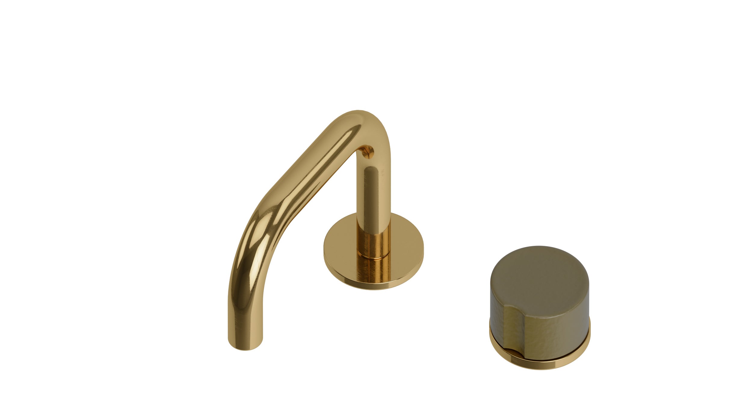 Foundry One Handle Deck Mount Squaretop Lavatory Faucet with Groove Ceramic Knob Handle in Uncoated Polished Brass