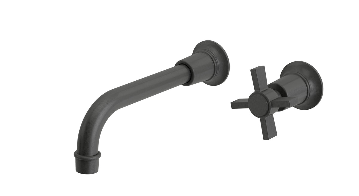 Emerson One Handle Wall Mount 8.25" Lavatory Faucet with Defined Cross Handle in Blackened Nickel