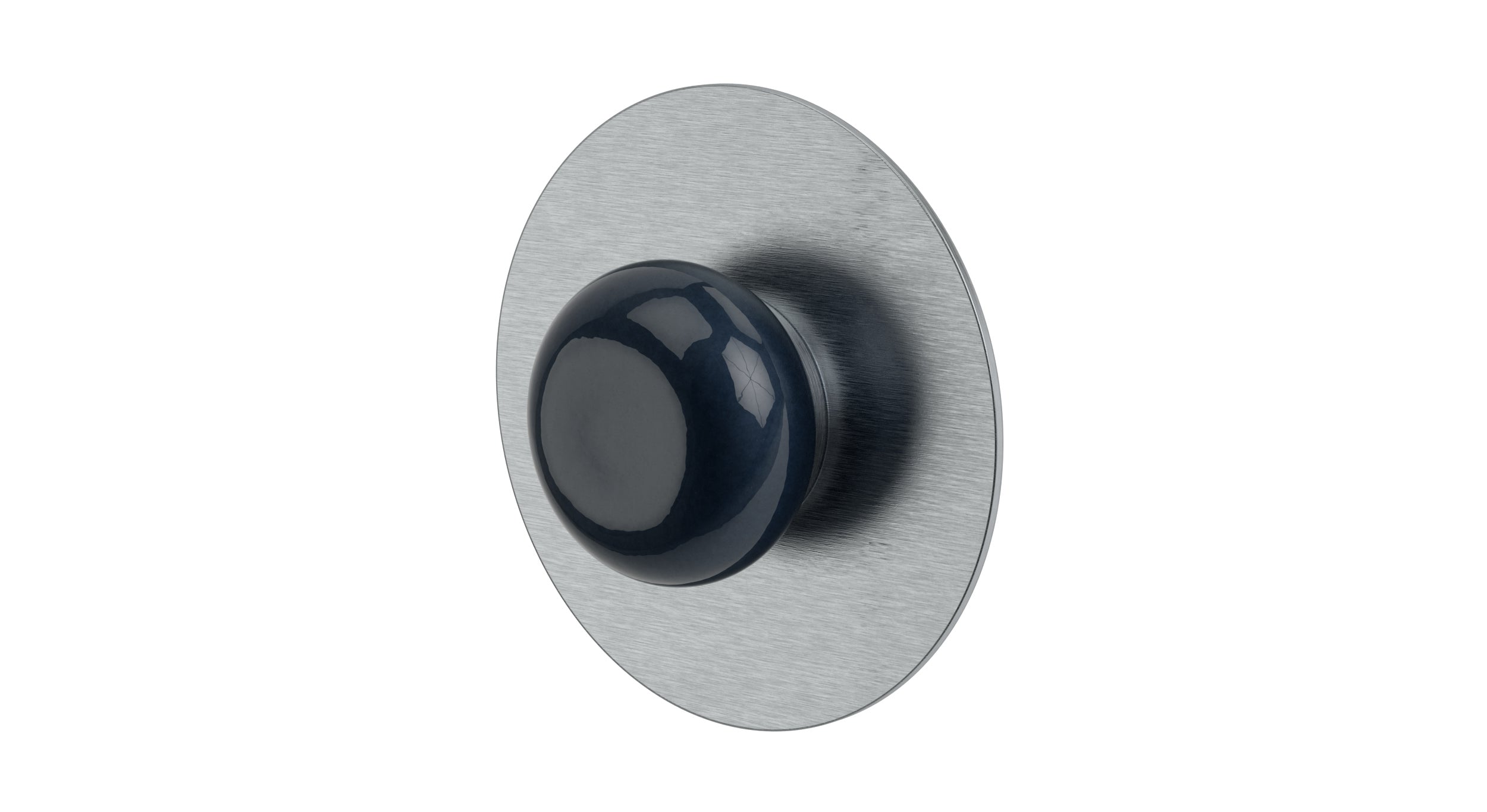 Foundry One Handle Wall Mount Shower Trim with Pebble Ceramic Knob Handle in Satin Chrome