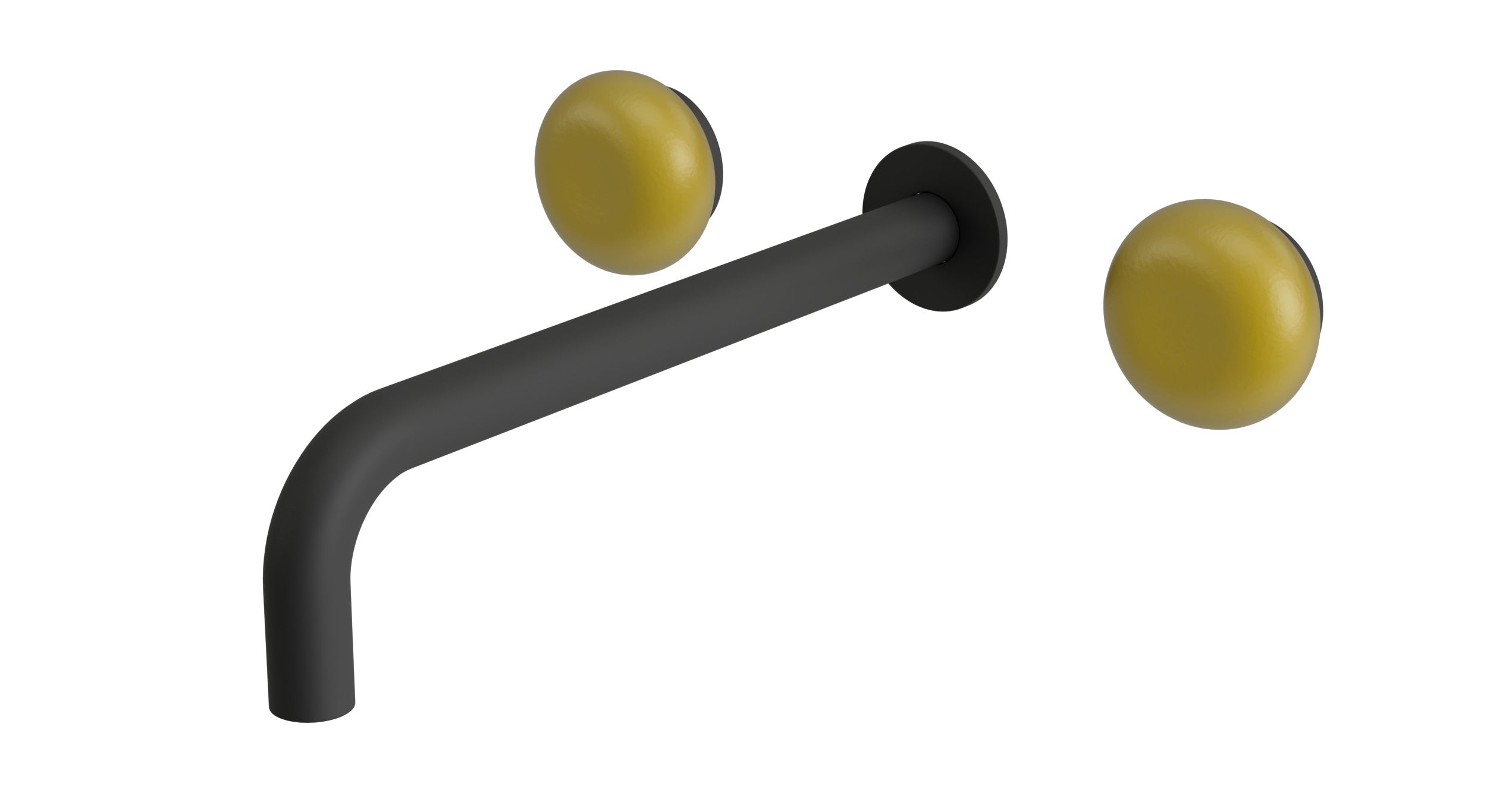 Foundry Two Handle Wall Mount 10" Lavatory Faucet with Pebble Ceramic Knob Handles in Matte Black