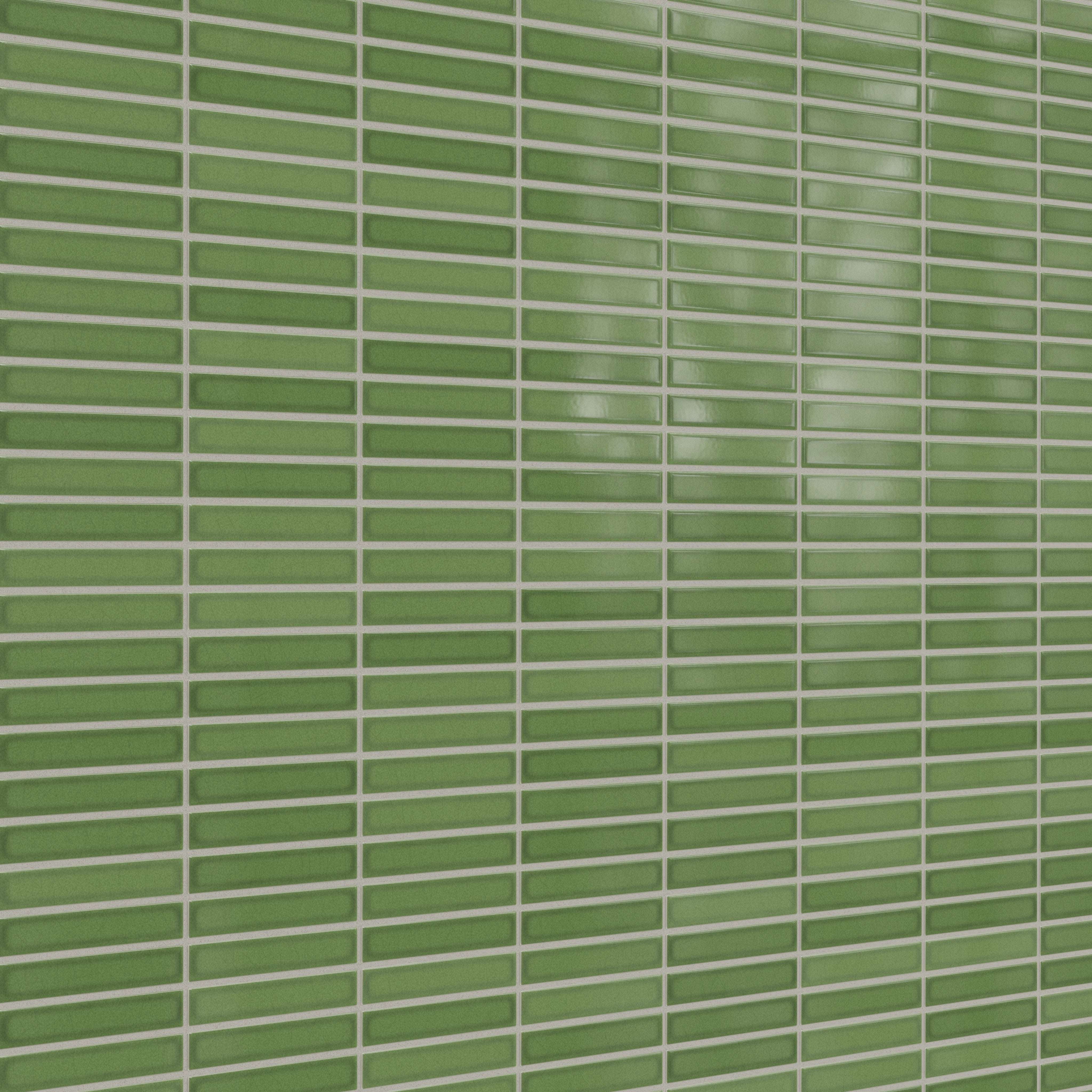 1x6 Straight Set Sheeted Original Ceramic Mosaic Tile in Kelp Gloss