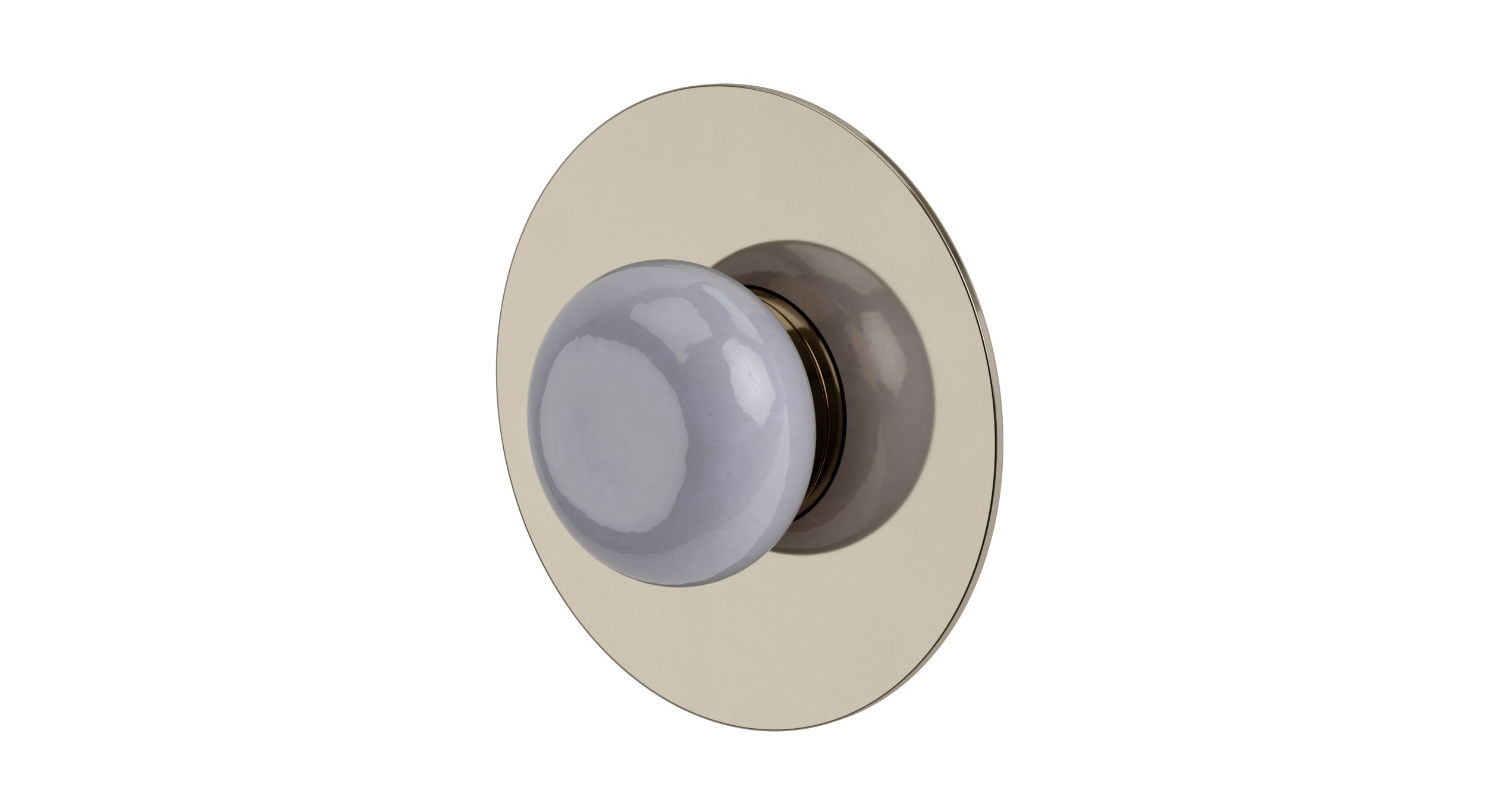 Foundry One Handle Wall Mount Shower Trim with Pebble Ceramic Knob Handle in Polished Nickel