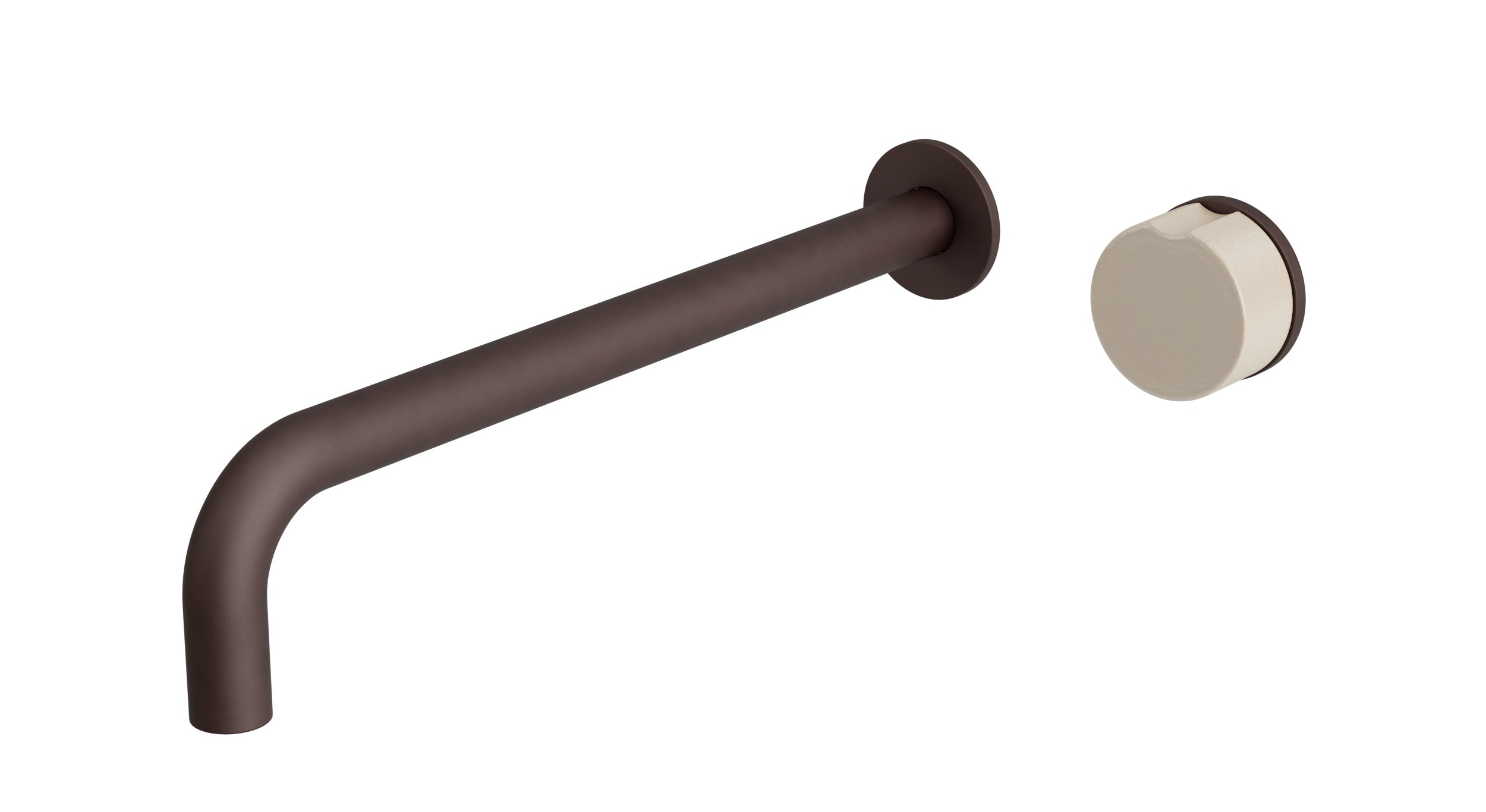 Foundry One Handle Wall Mount 12" Lavatory Faucet with Groove Ceramic Knob Handle in Architectural Copper