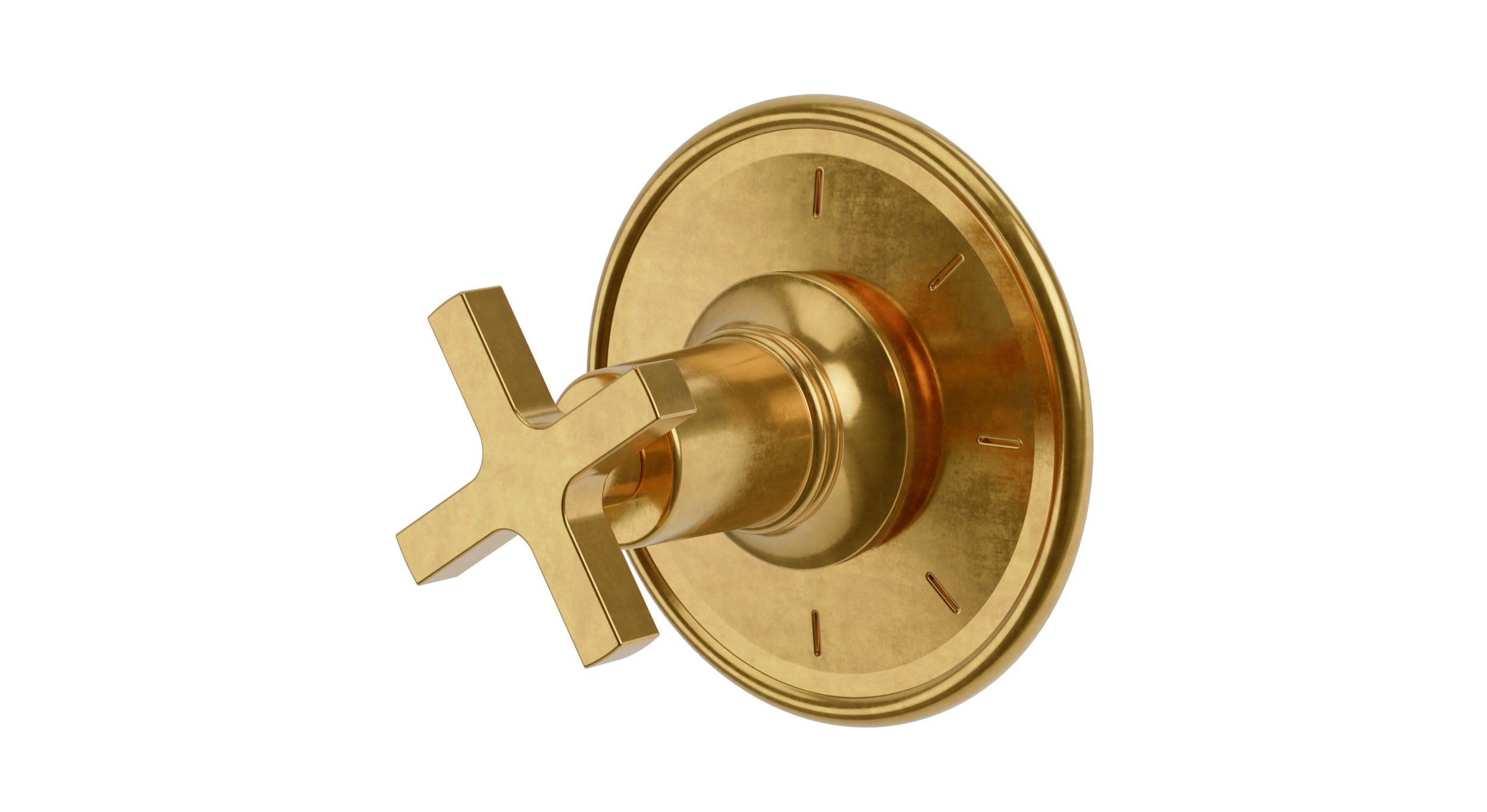 Emerson One Handle Wall Mount Shower Trim with Classic Cross Handle in French Brass