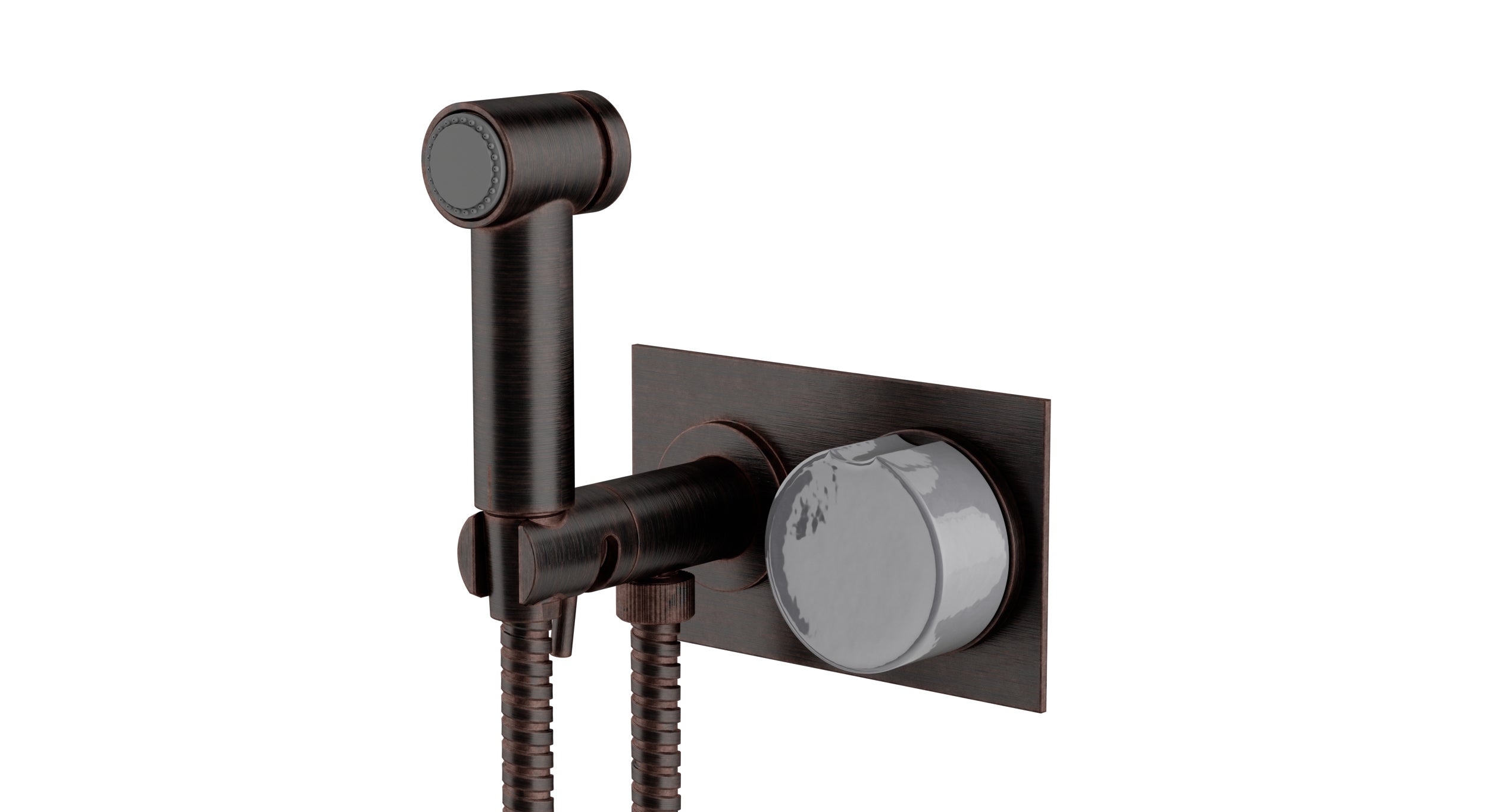 Foundry One Handle Wall Mount Bidet Trim with Groove Ceramic Knob Handle in Antique Bronze