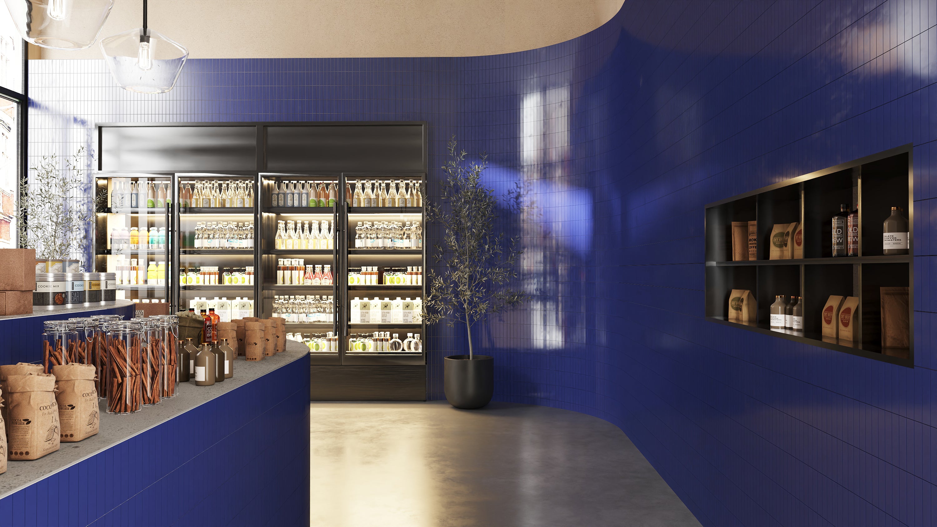 2x8 Natural Press Ceramic Tile in Ultramarine Gloss