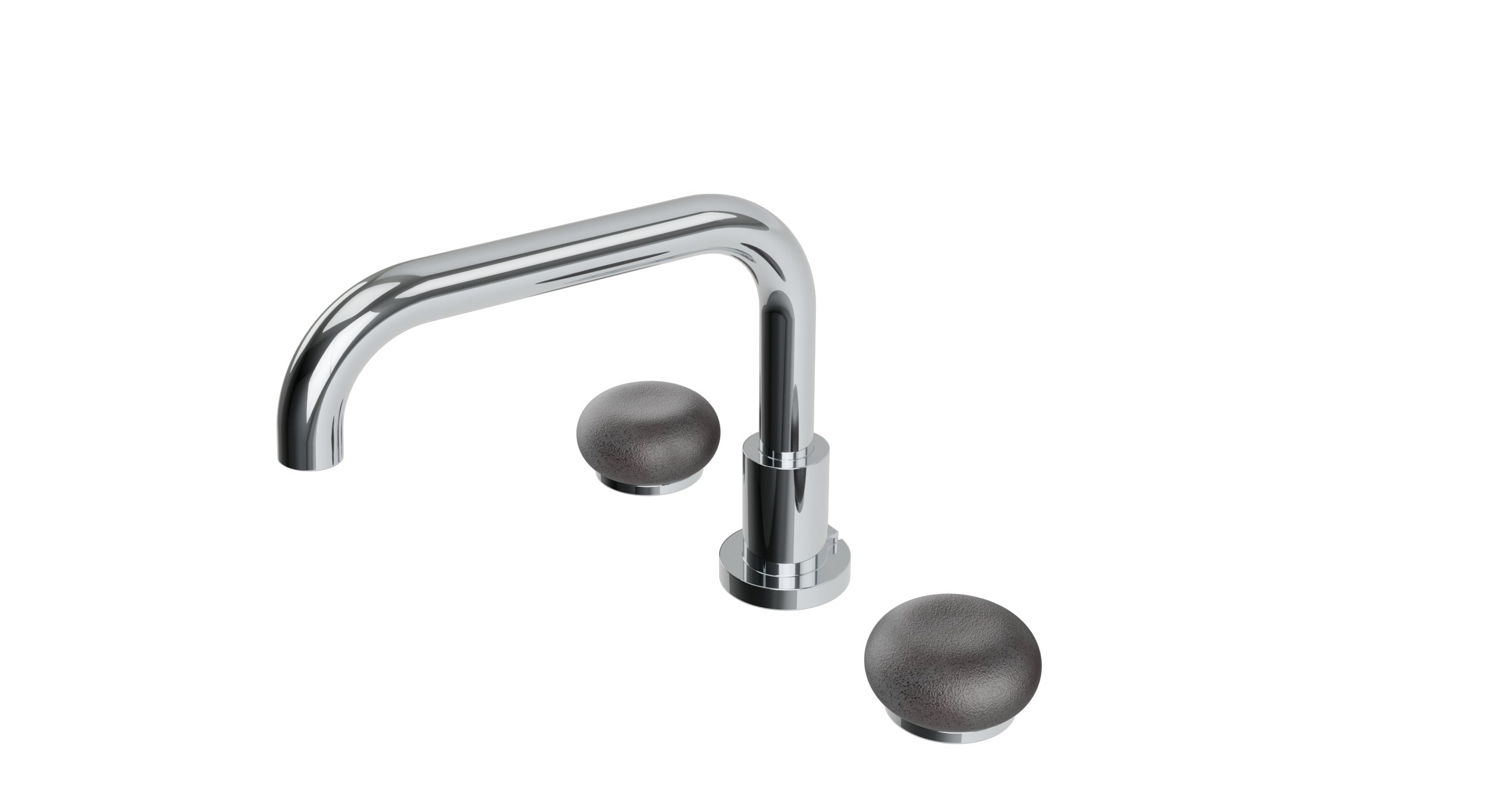 Foundry Two Handle Deck Mount Squaretop Bath Trim with Pebble Ceramic Knob Handles in Polished Chrome