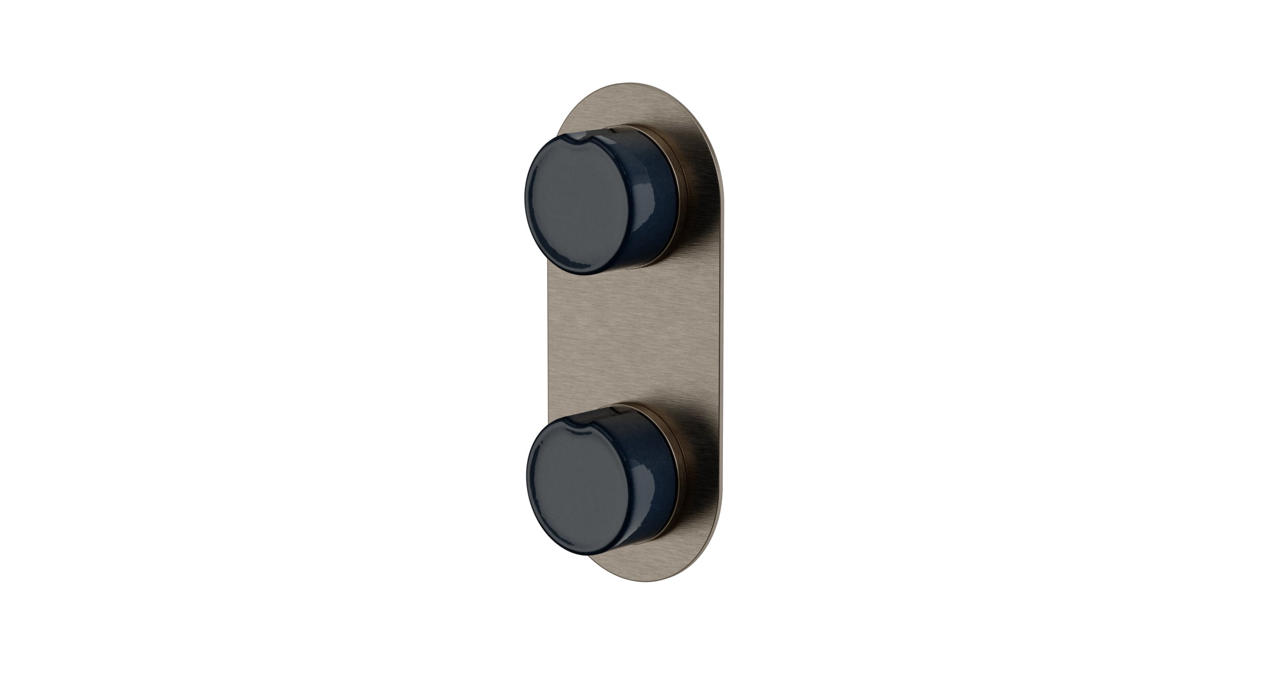 Foundry Two Handle Wall Mount Shower Trim with Groove Ceramic Knob Handles in Antique Nickel