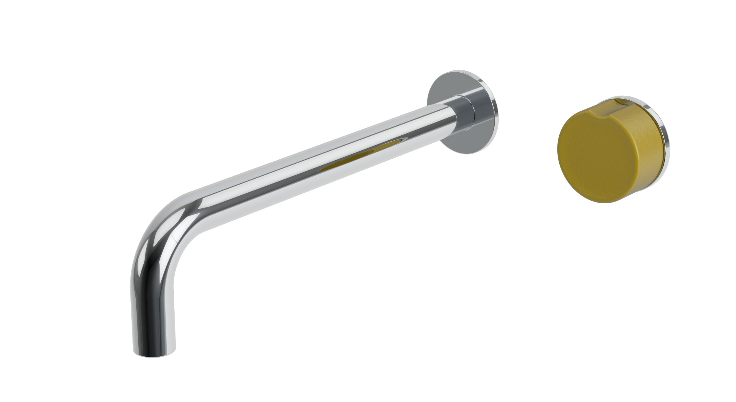 Foundry One Handle Wall Mount 10" Lavatory Faucet with Groove Ceramic Knob Handle in Polished Chrome