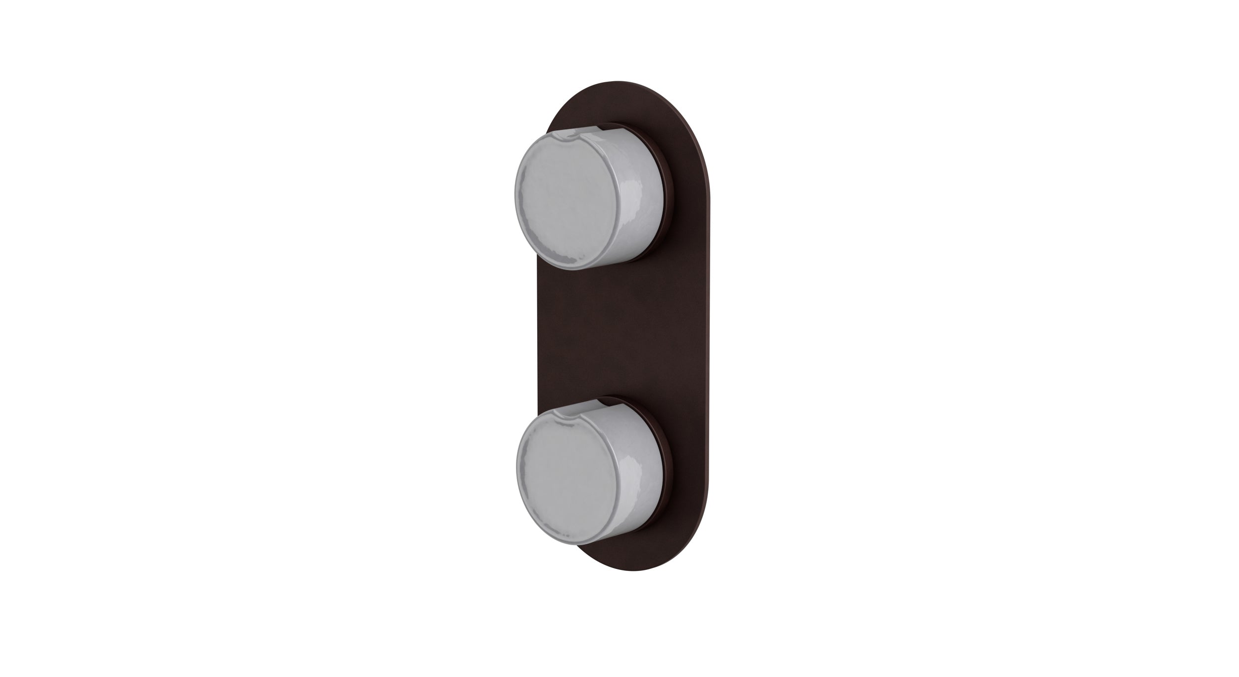 Foundry Two Handle Wall Mount Shower Trim with Groove Ceramic Knob Handles in Architectural Copper