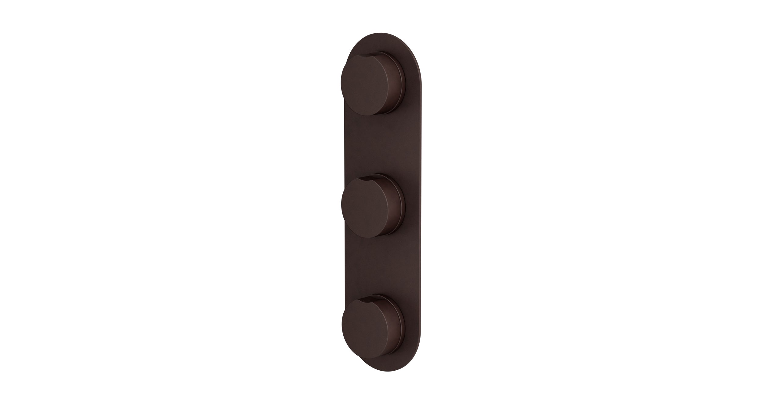 Foundry Three Handle Wall Mount Shower Trim with Barrel Knob Handles in Architectural Copper