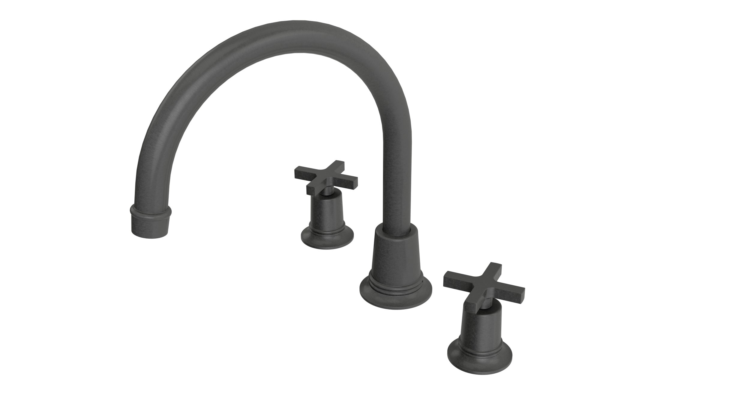 Emerson Two Handle Deck Mount Gooseneck Bath Trim with Classic Cross Handles in Blackened Nickel