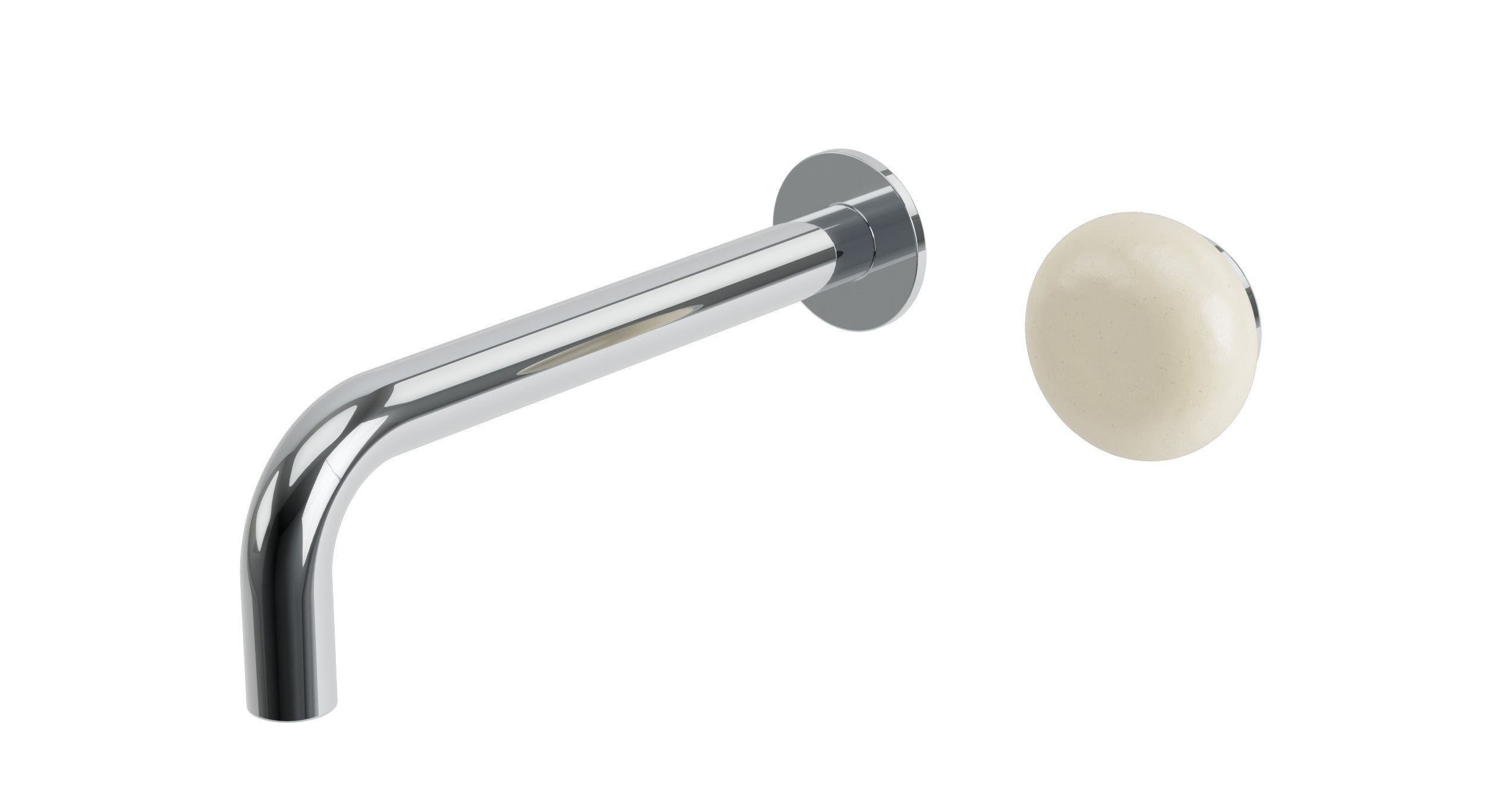 Foundry One Handle Wall Mount 7.5" Lavatory Faucet with Pebble Ceramic Knob Handle in Polished Chrome