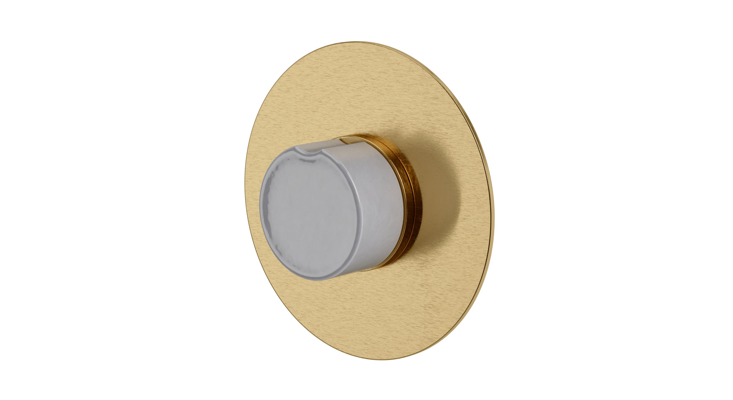 Foundry One Handle Wall Mount Shower Trim with Groove Ceramic Knob Handle in Satin Brass
