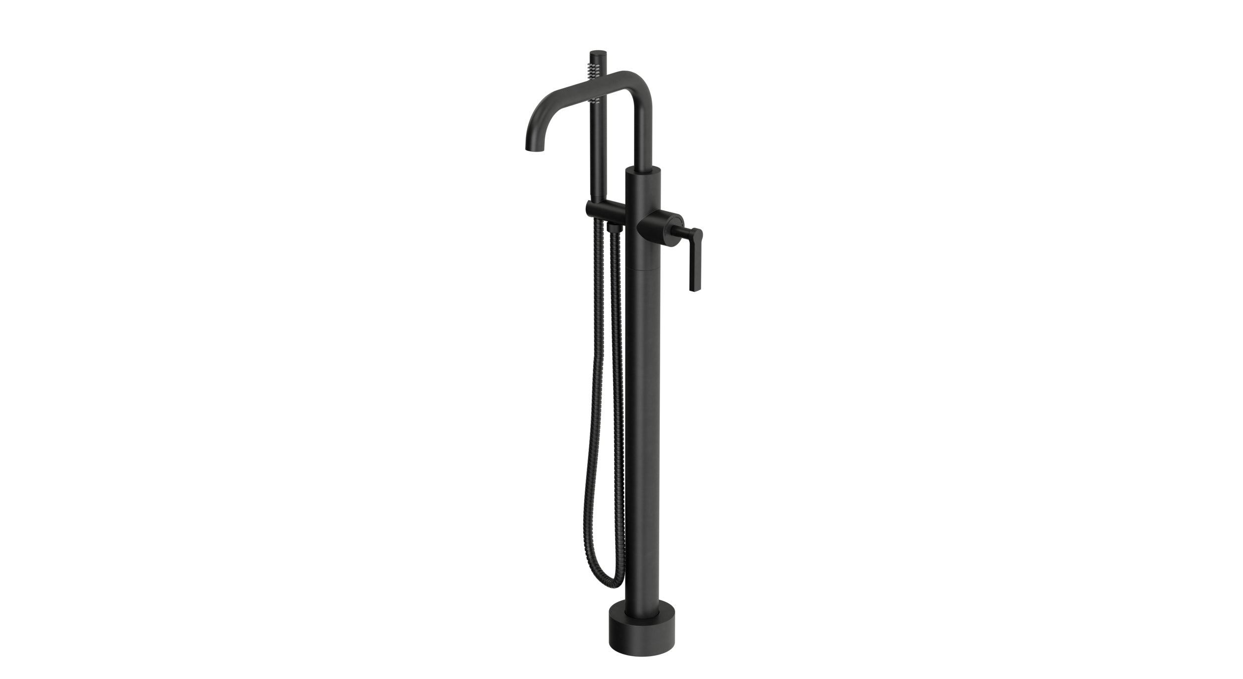 Flatiron One Handle Floor Mount Squaretop Bath Trim with Hand Shower and Linear Lever Handle in Oil Rubbed Bronze