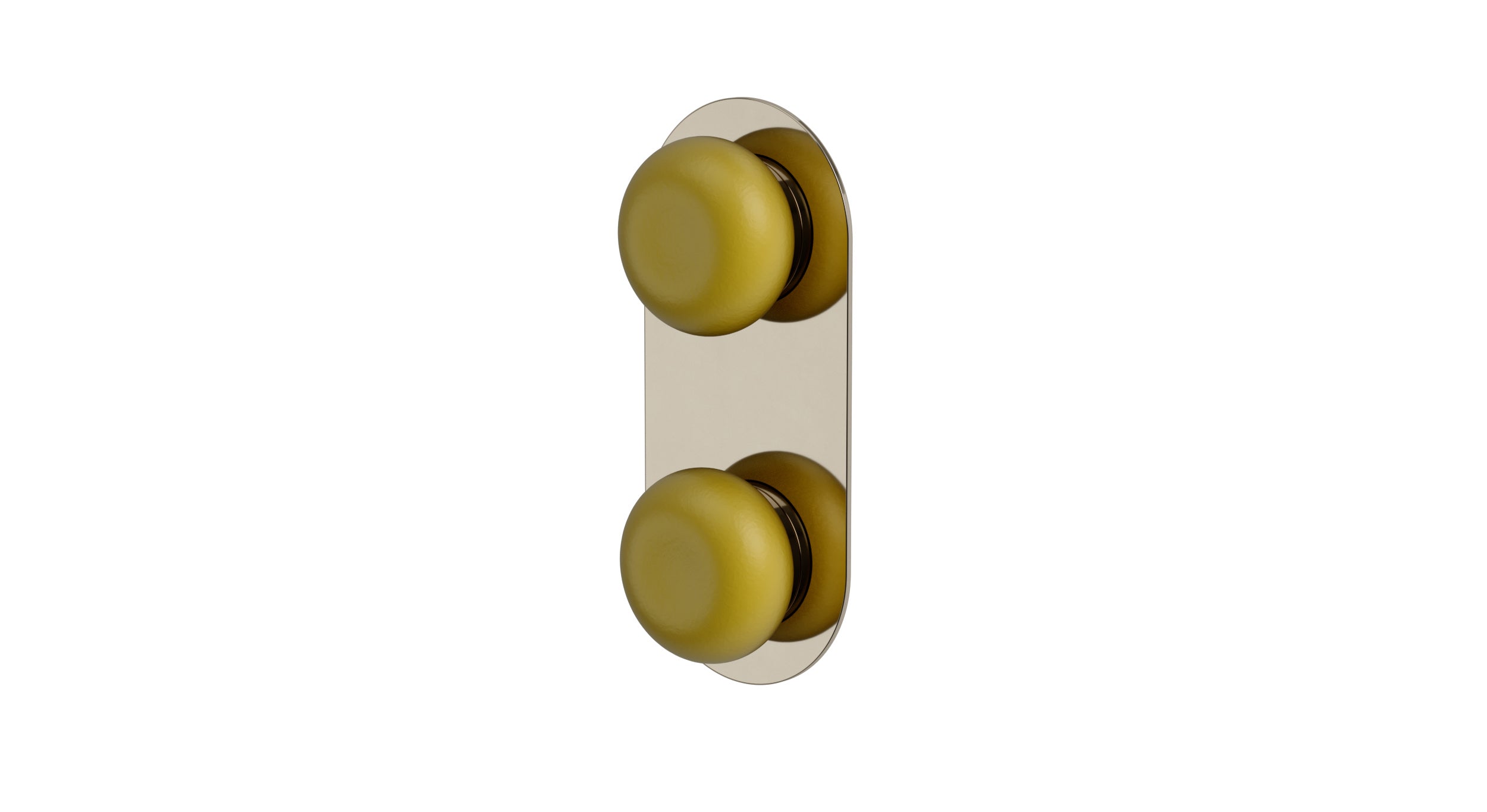 Foundry Two Handle Wall Mount Shower Trim with Pebble Ceramic Knob Handles in Polished Nickel
