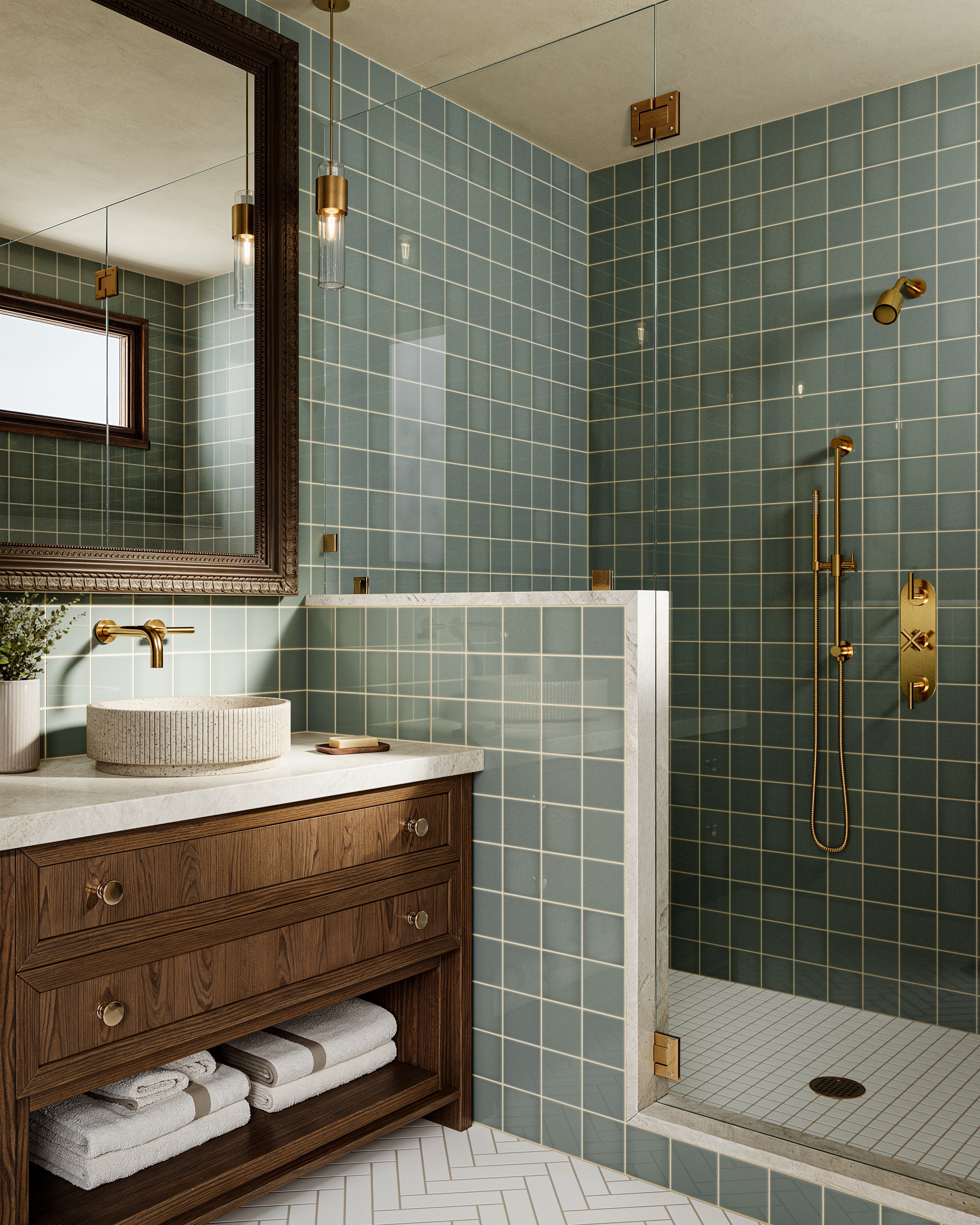 2x2 Straight Set Sheeted Natural Press Ceramic Mosaic Tile in Salt Creek Matte