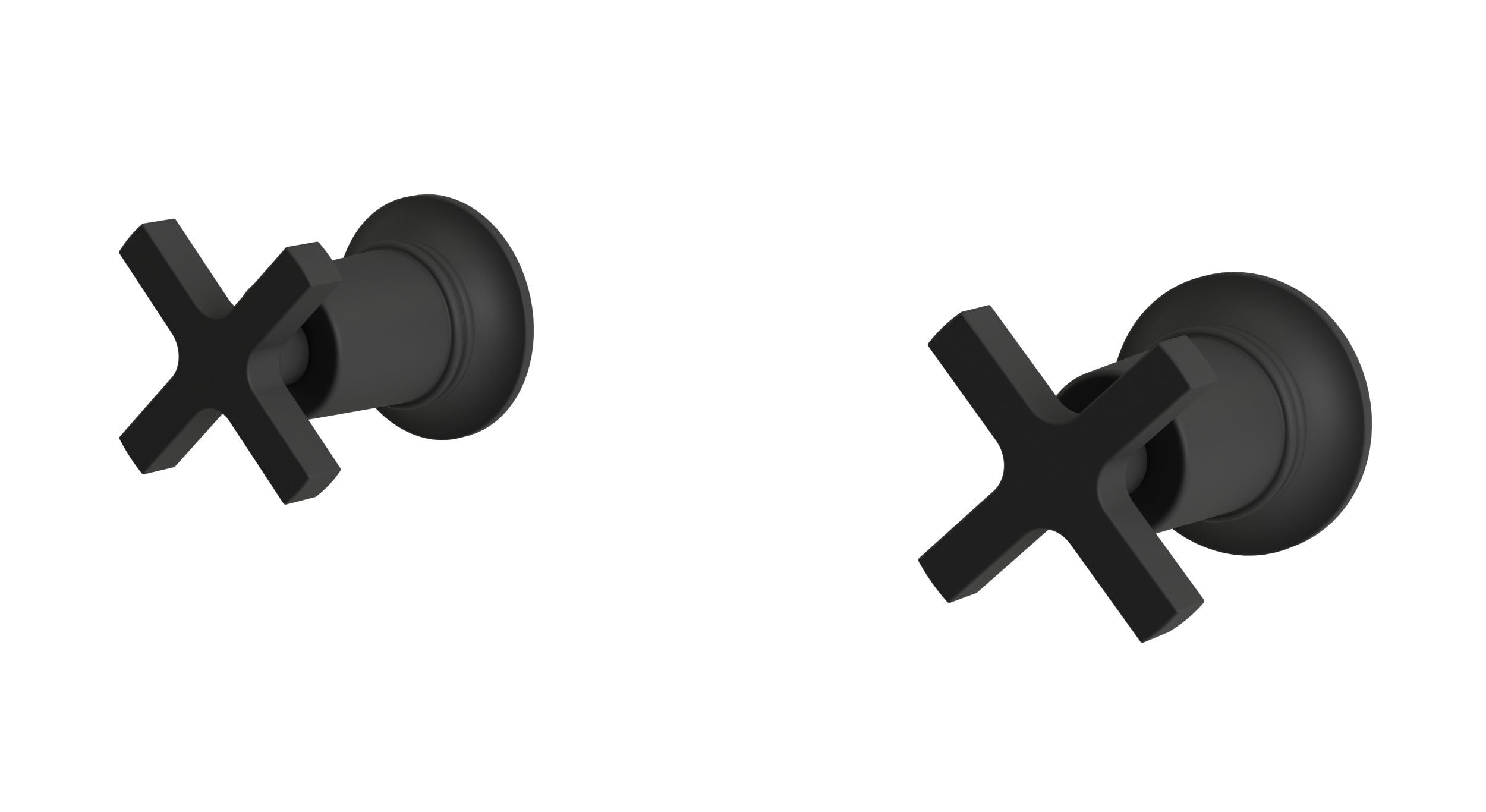 Emerson Two Handle Wall Mount Bath Trim with Classic Cross Handles in Matte Black