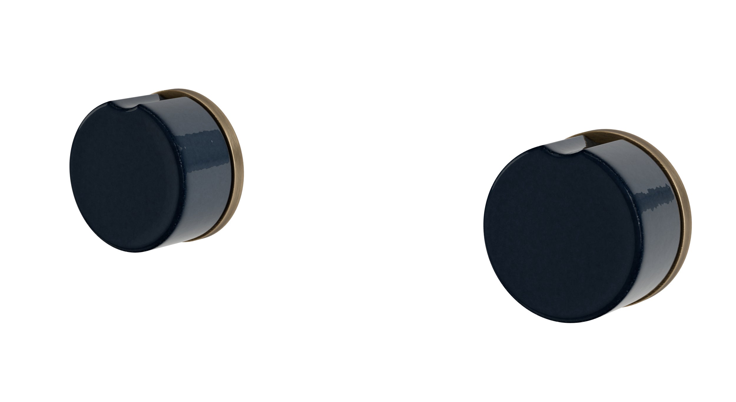Foundry Two Handle Wall Mount Bath Trim with Groove Ceramic Knob Handles in Antique Brass
