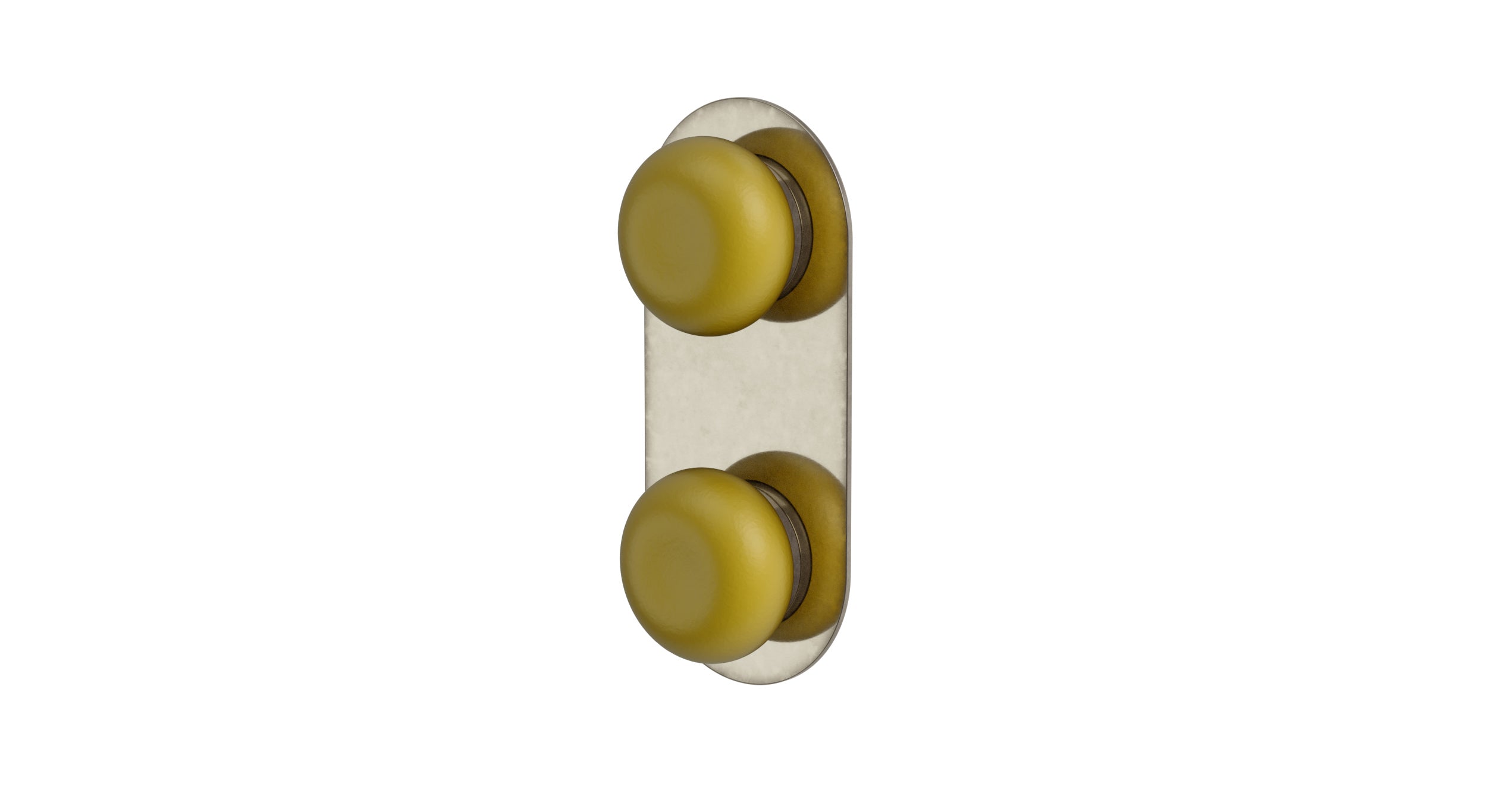 Foundry Two Handle Wall Mount Shower Trim with Pebble Ceramic Knob Handles in French Nickel