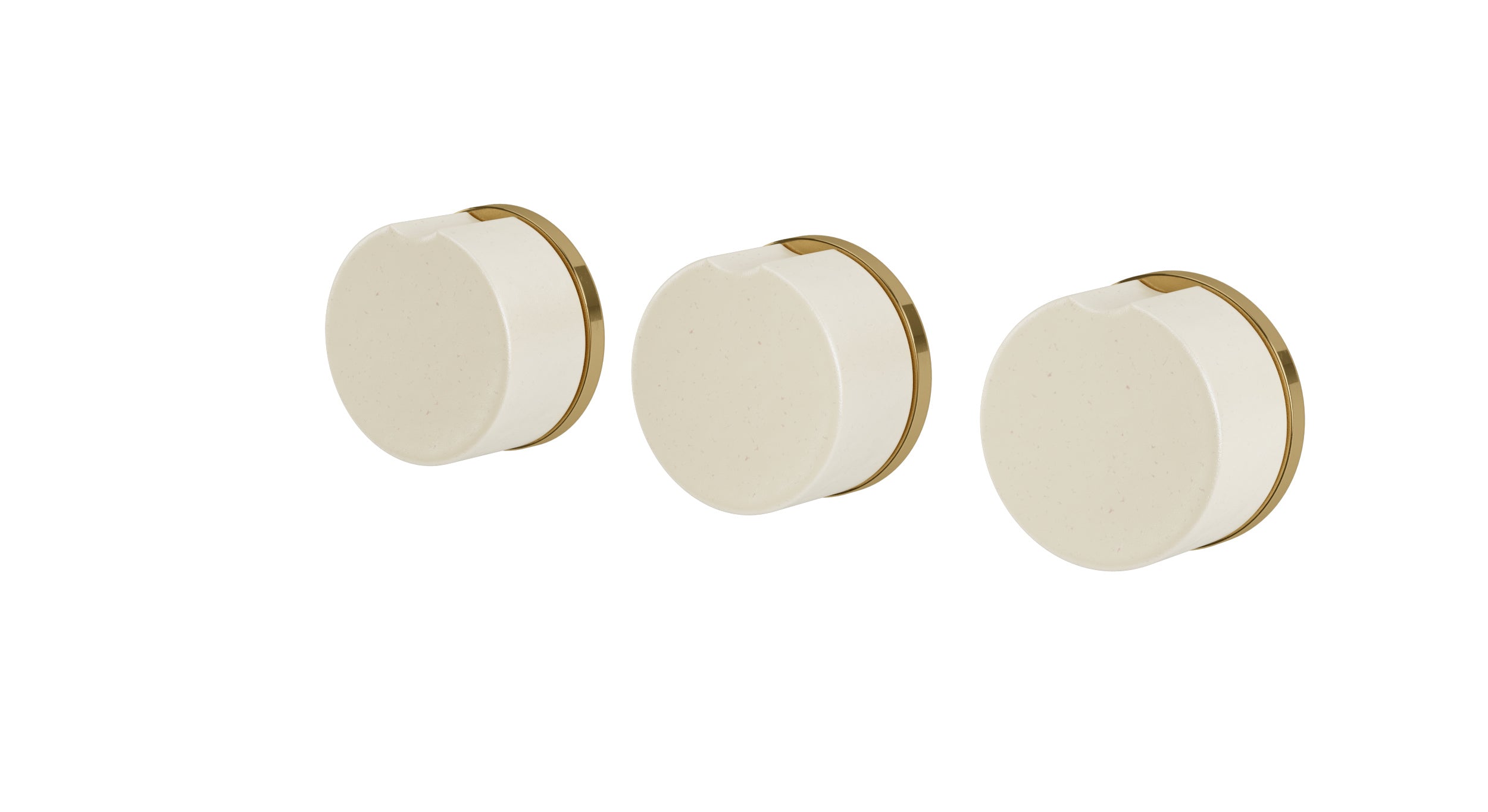 Foundry Three Handle Wall Mount Bath Trim with Diverter/Volume Control and Groove Ceramic Knob Handles in Uncoated Polished Brass