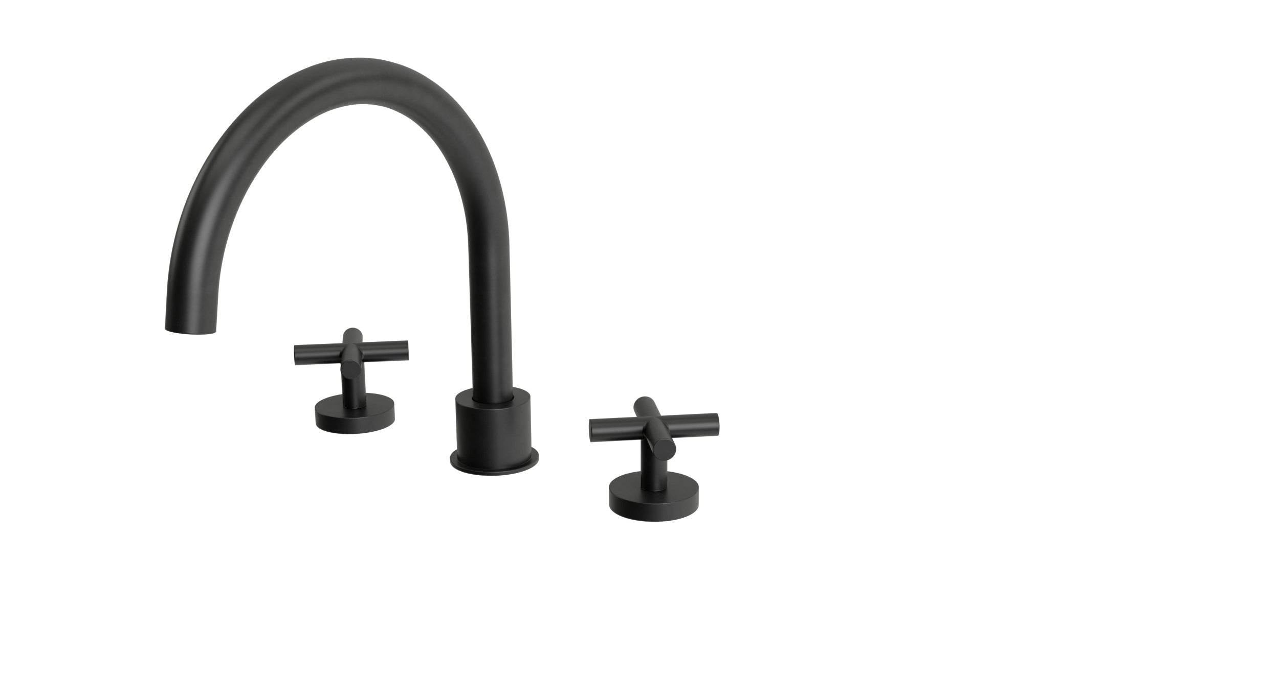 Contour Two Handle Deck Mount Gooseneck Bath Trim with Soft Cross Handles in Oil Rubbed Bronze