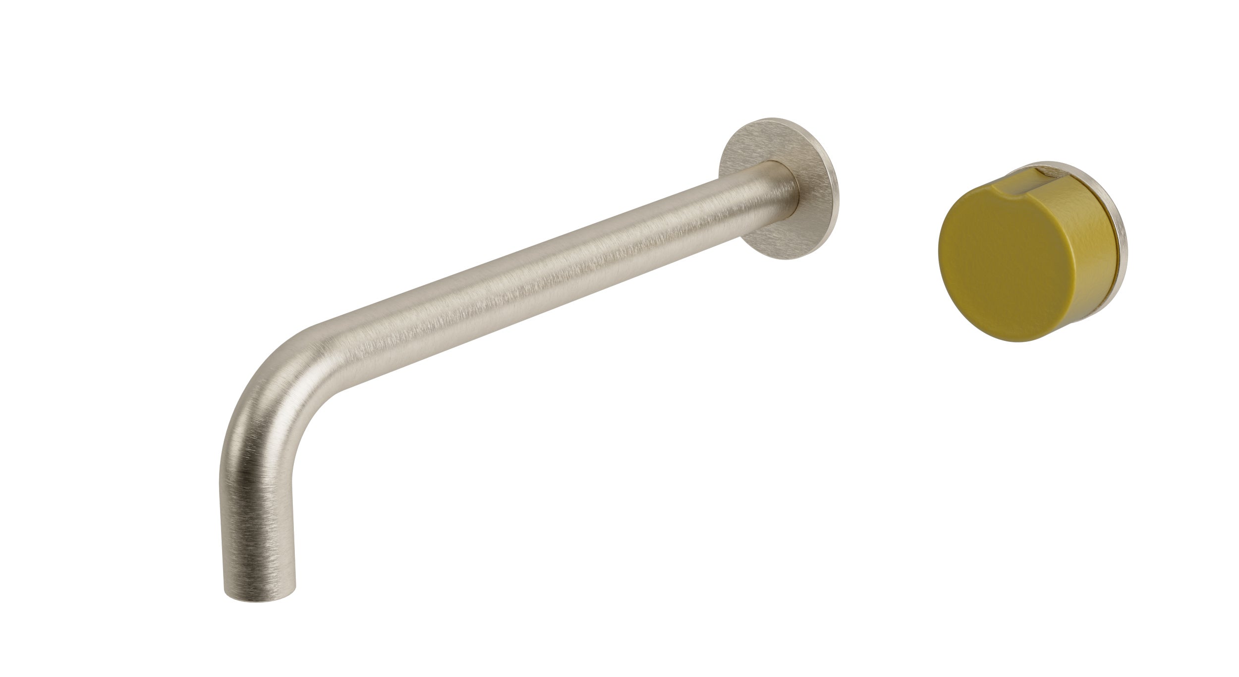 Foundry One Handle Wall Mount 10" Lavatory Faucet with Groove Ceramic Knob Handle in Satin Nickel