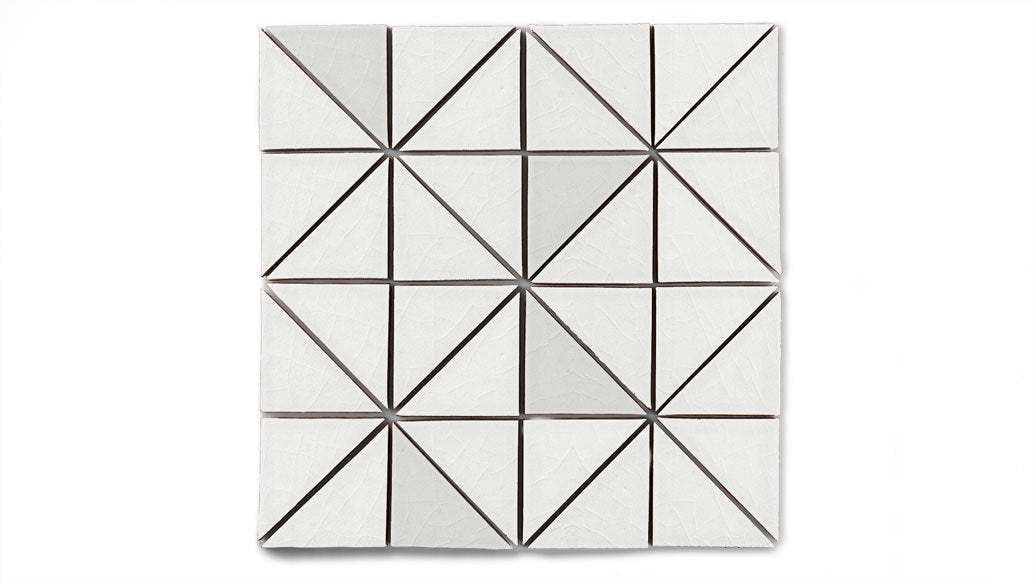 3" Triangle Sheeted - Quadrant Original Ceramic Mosaic Tile in Frost Gloss
