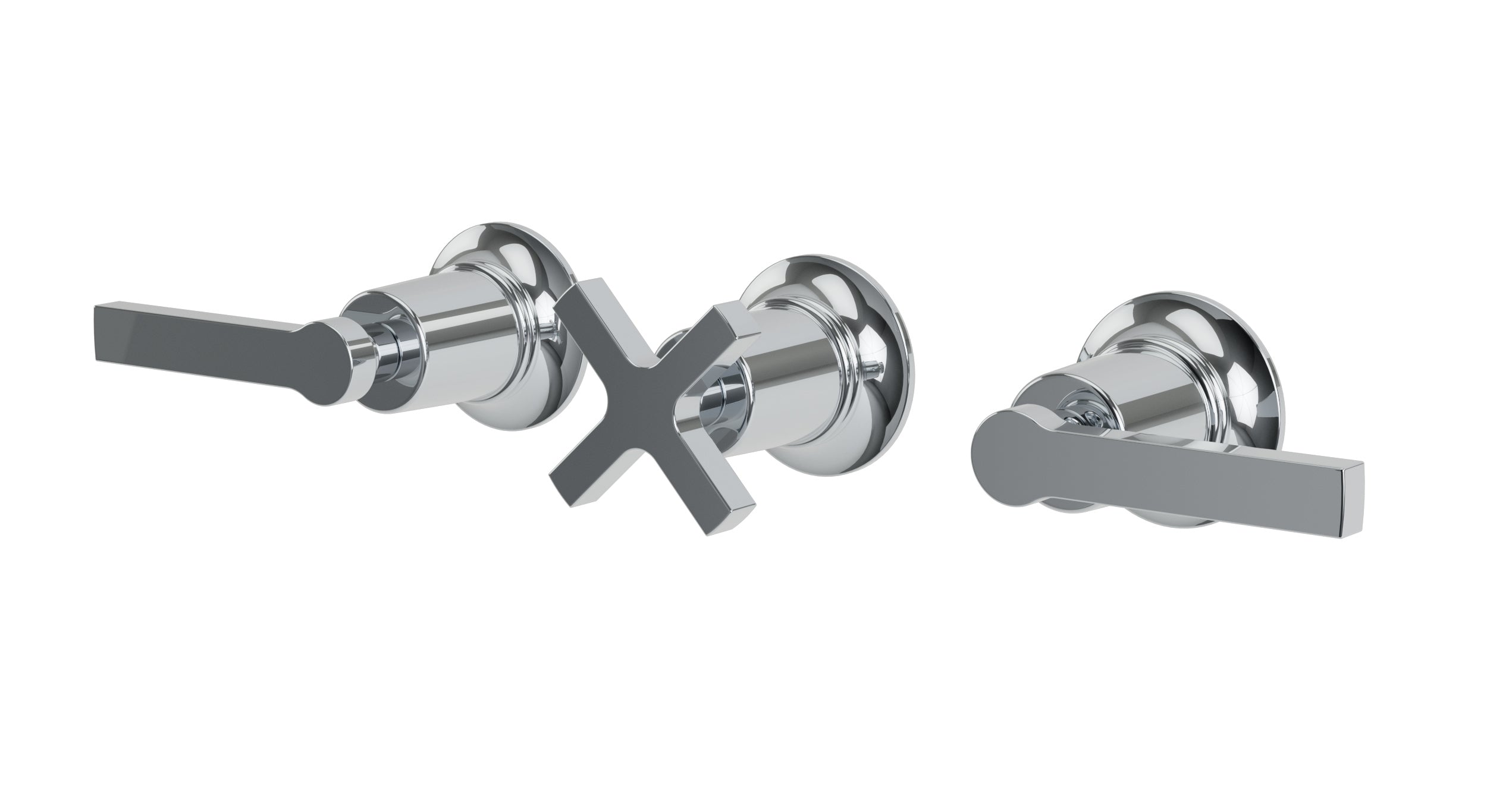 Emerson Three Handle Wall Mount Bath Trim with Diverter/Volume Control and Classic Cross/Classic Lever Handles