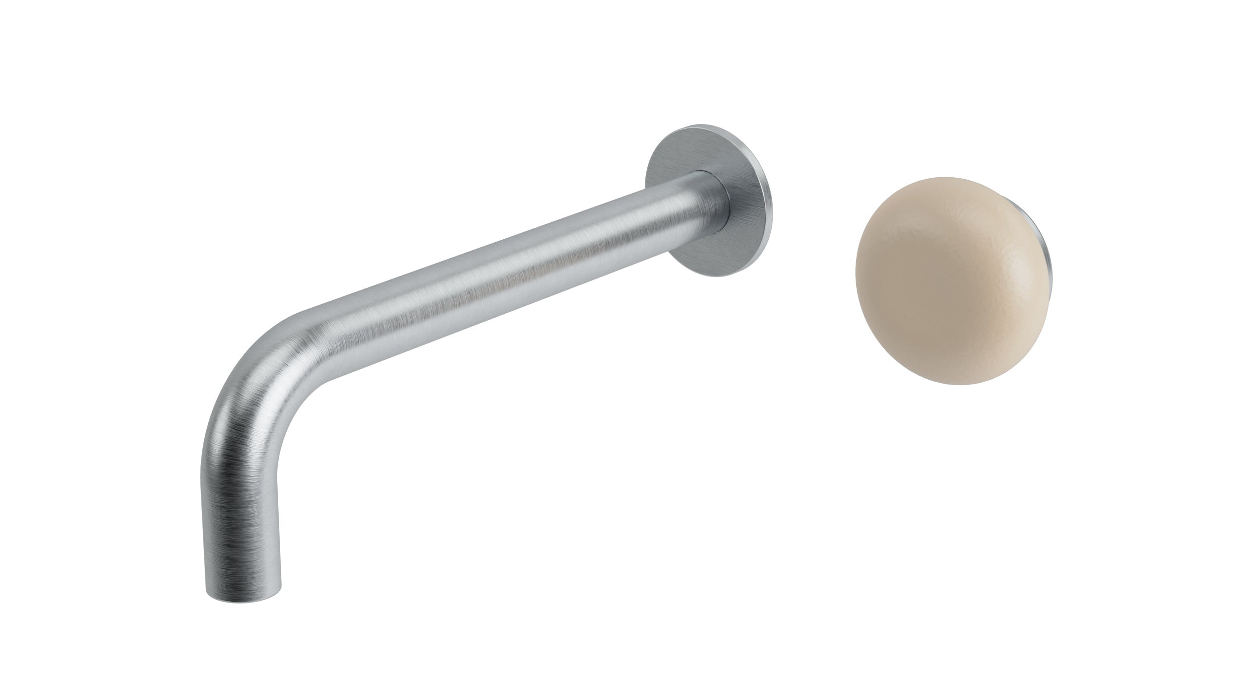 Foundry One Handle Wall Mount 7.5" Lavatory Faucet with Pebble Ceramic Knob Handle in Satin Chrome