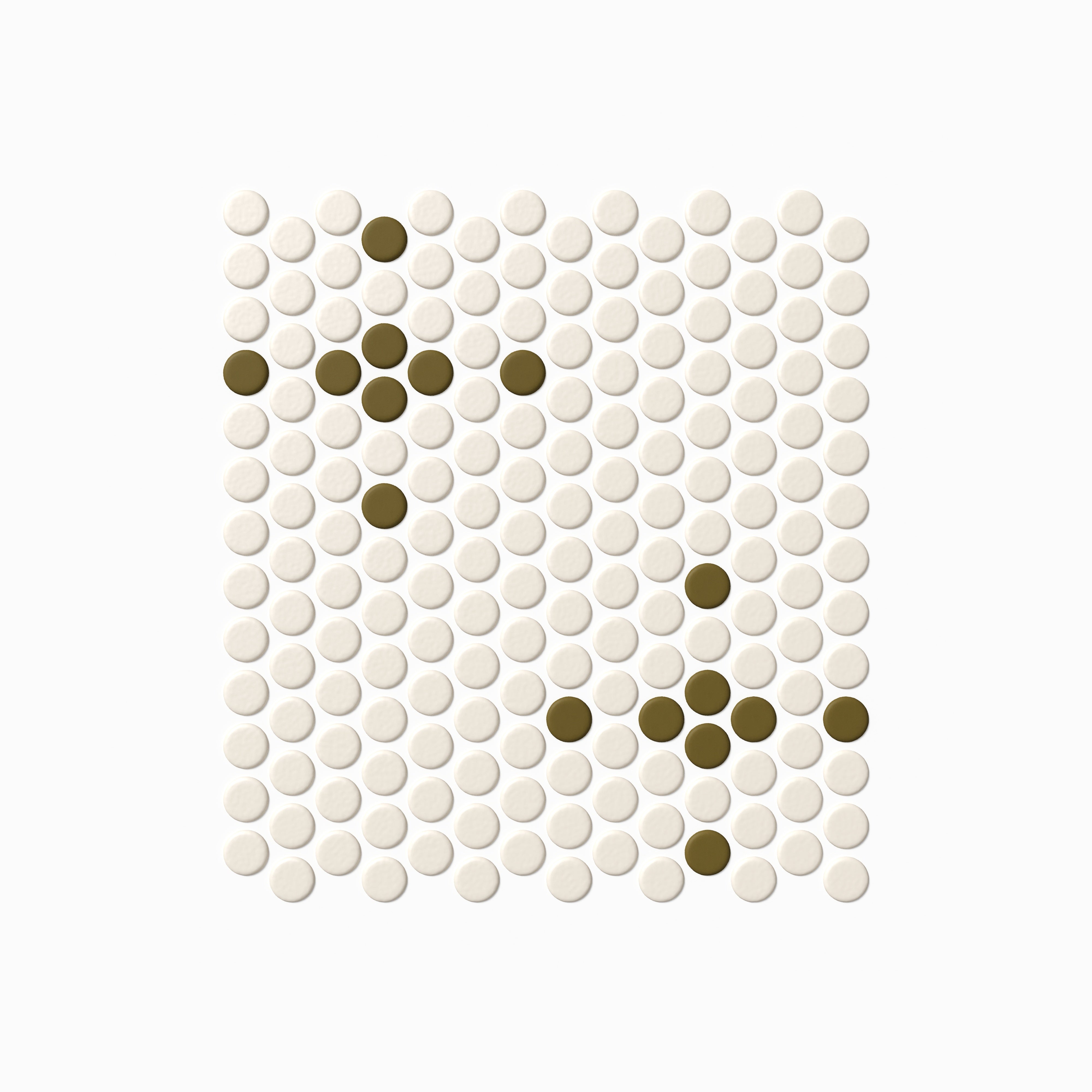 1" Penny Round Sparkle Sheeted Original Ceramic Tile in Sand Dune Matte & Chaparral Matte