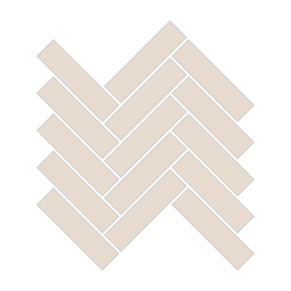 1x4 Herringbone Sheeted Glass Mosaic Tile in Sandpiper Gloss